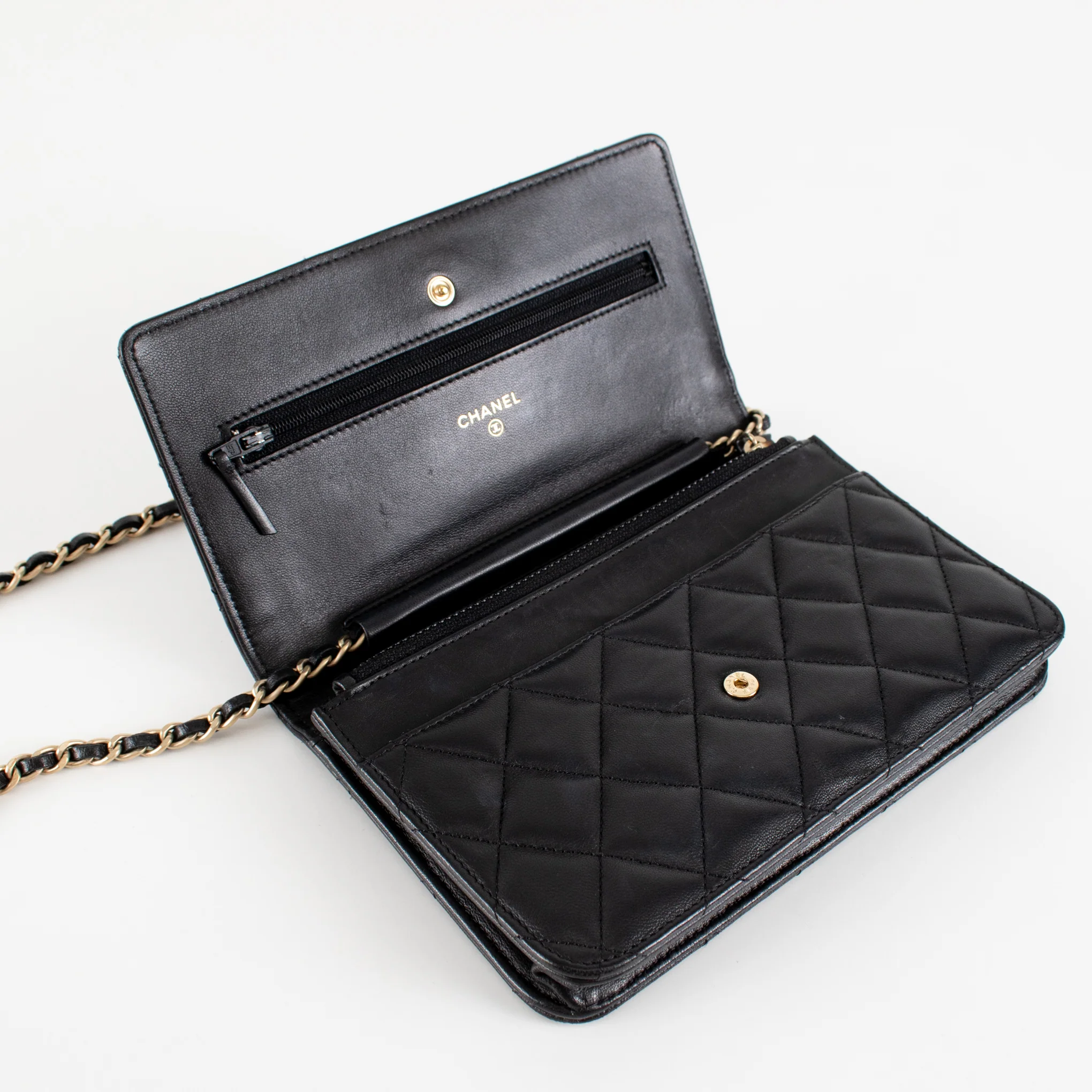 Chanel Black Lambskin Leather Wallet On Chain Bag - Image 10
