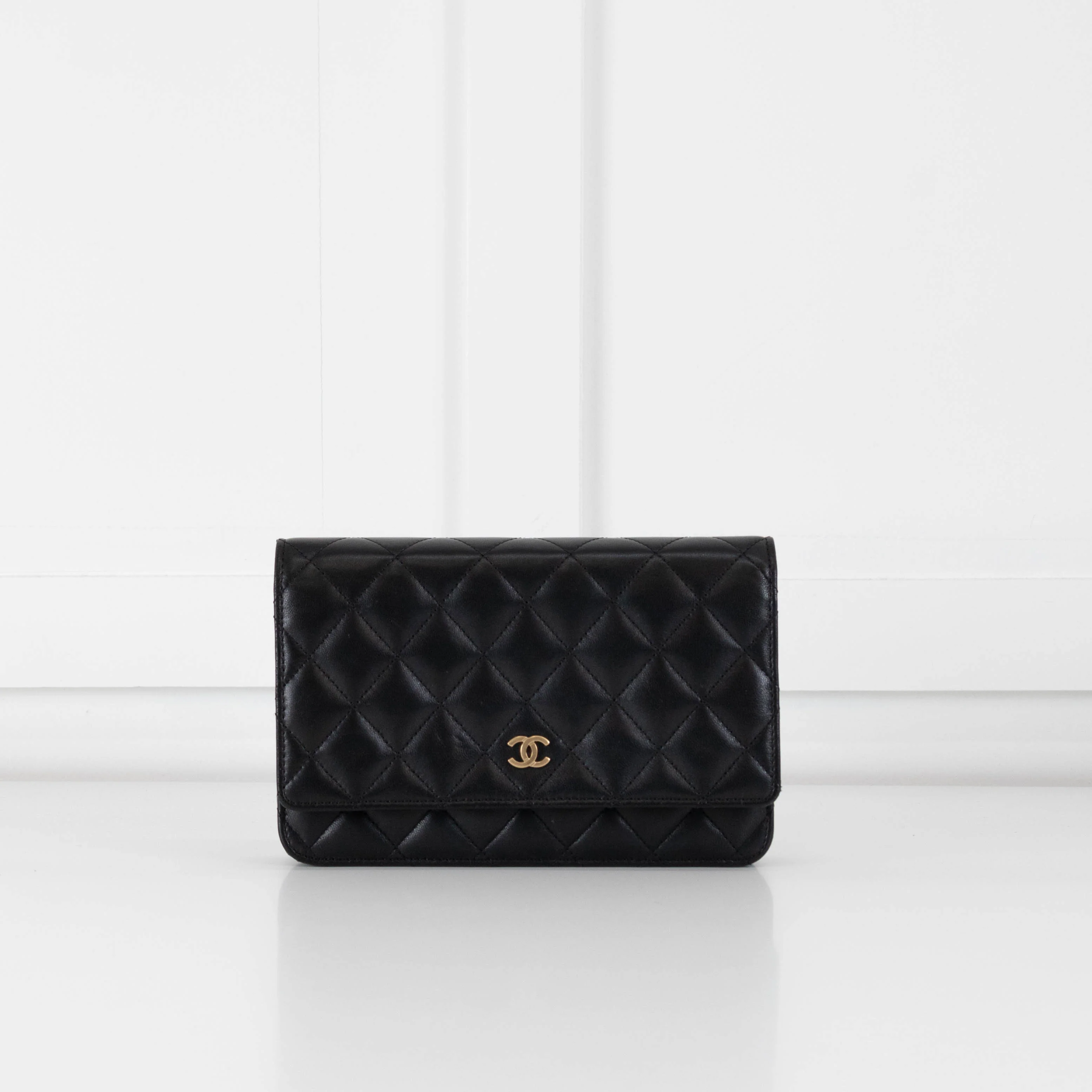 Chanel Black Lambskin Leather Wallet On Chain Bag - Image 11