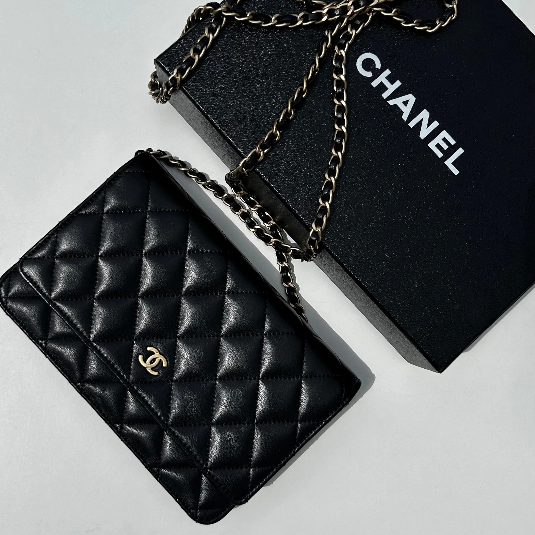 Chanel Black Lambskin Leather Wallet On Chain Bag - Image 12