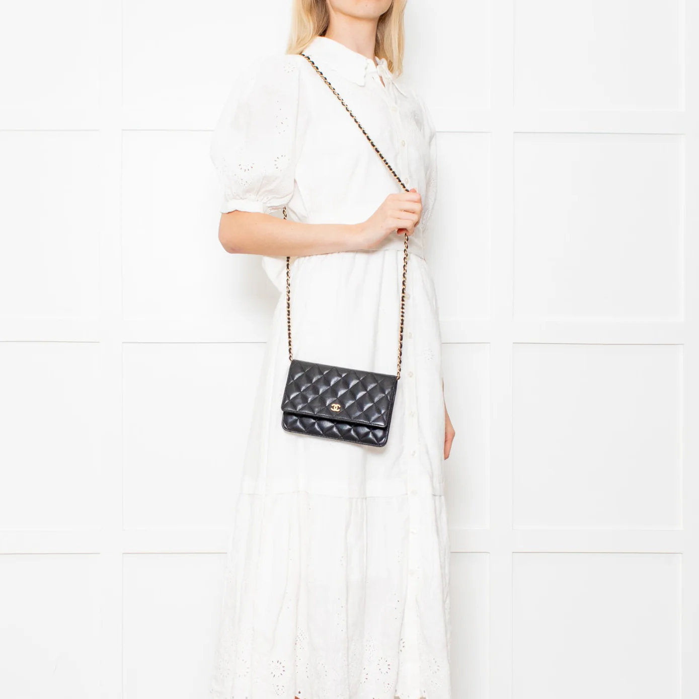Chanel Black Lambskin Leather Wallet On Chain Bag - Image 2