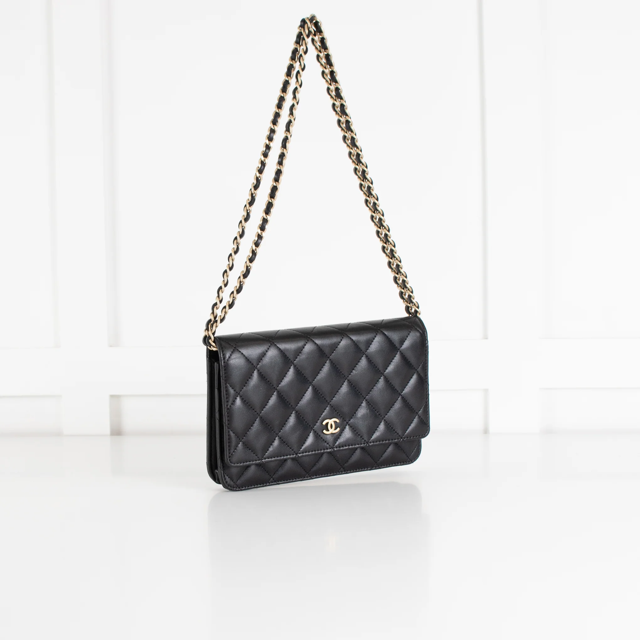 Chanel Black Lambskin Leather Wallet On Chain Bag - Image 3
