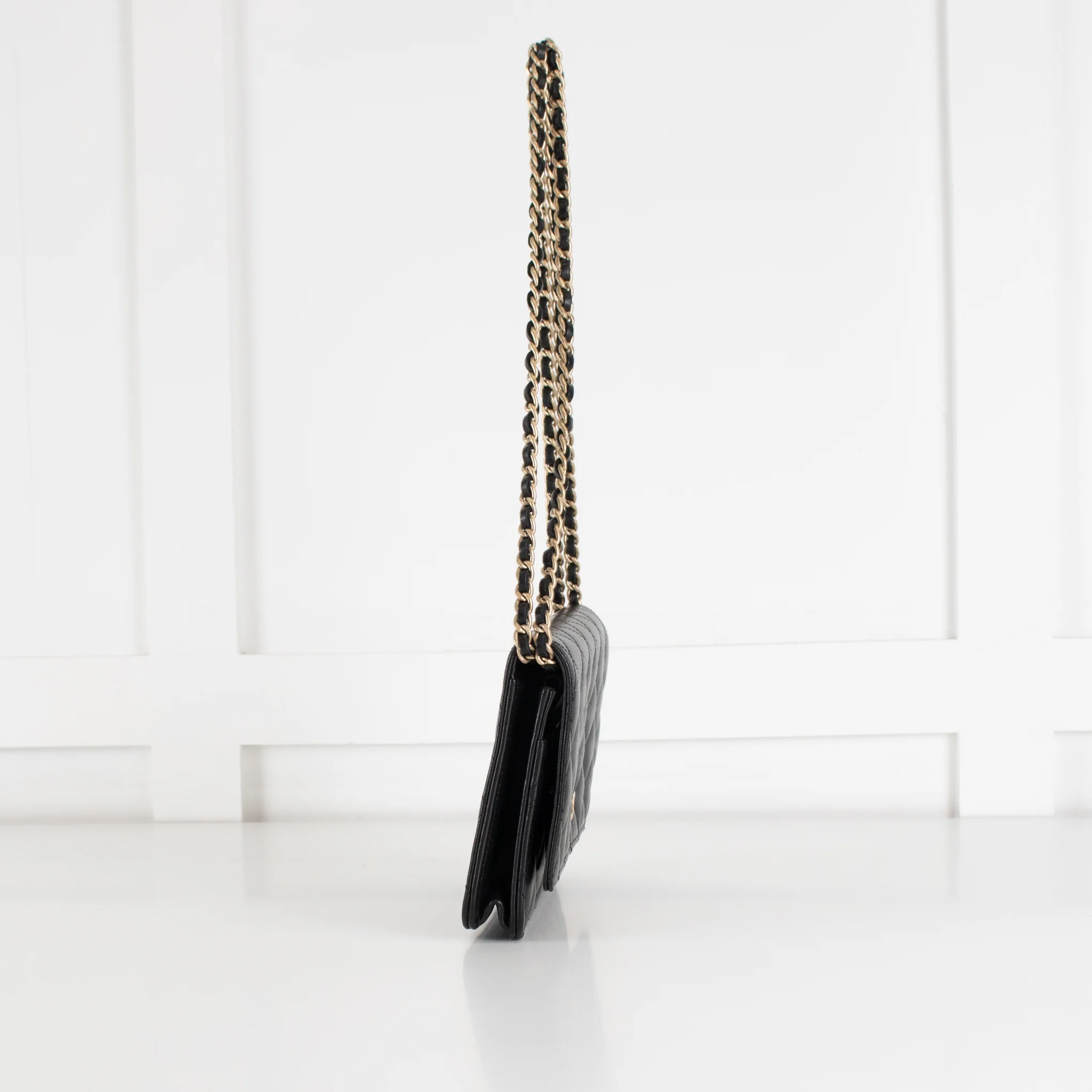 Chanel Black Lambskin Leather Wallet On Chain Bag - Image 5