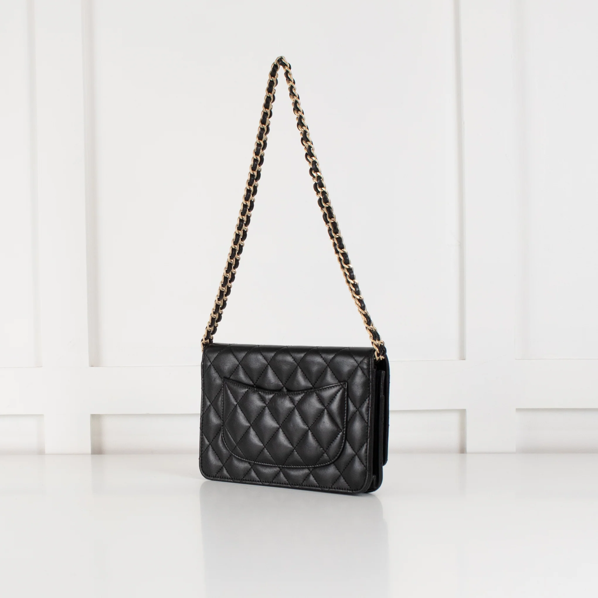 Chanel Black Lambskin Leather Wallet On Chain Bag - Image 6