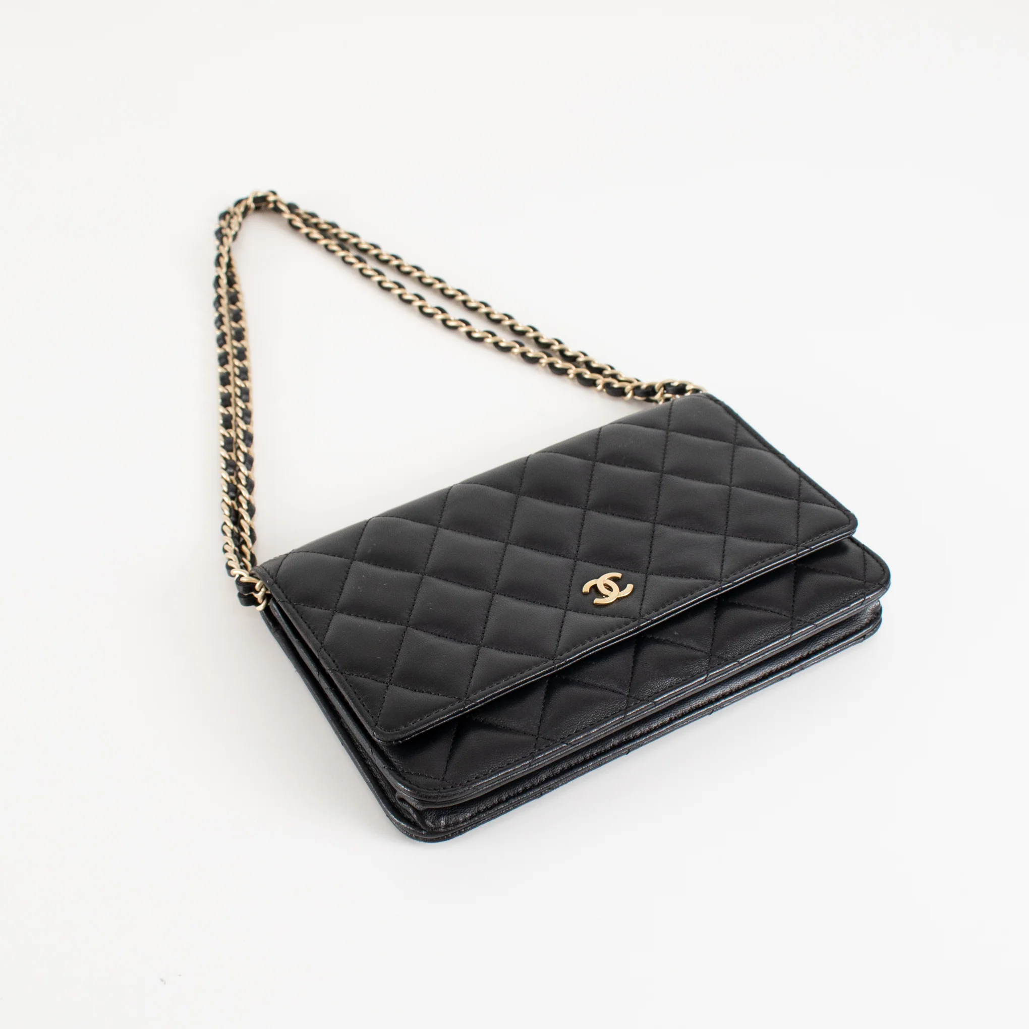 Chanel Black Lambskin Leather Wallet On Chain Bag - Image 8