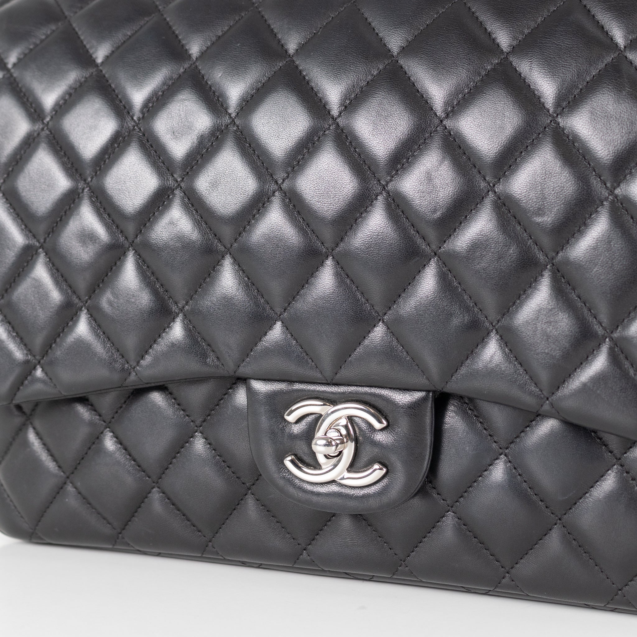 Chanel Black Lambskin Maxi Classic Double Flap Bag - Image 11