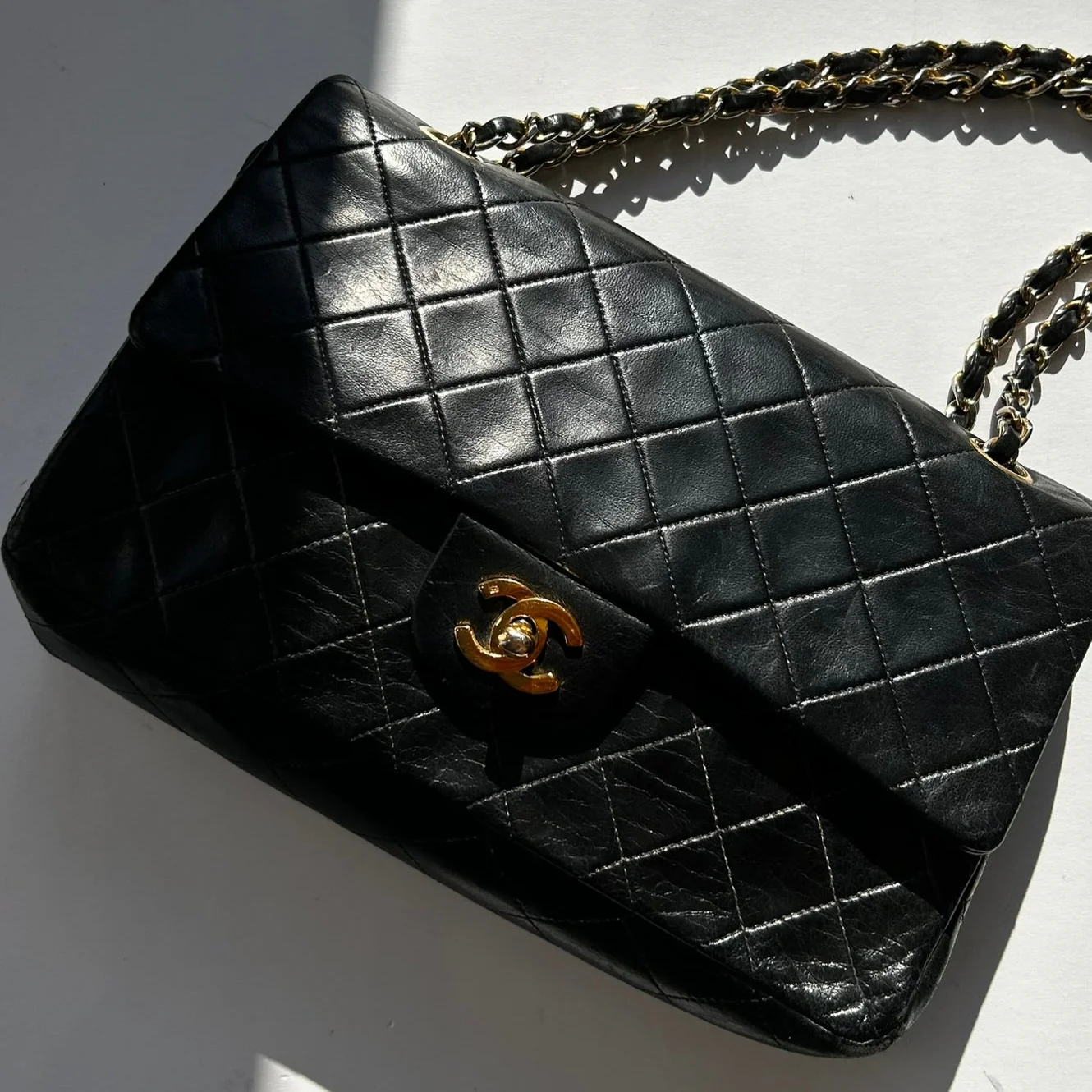 Chanel Black Lambskin Vintage Medium Double Flap Bag - Image 11