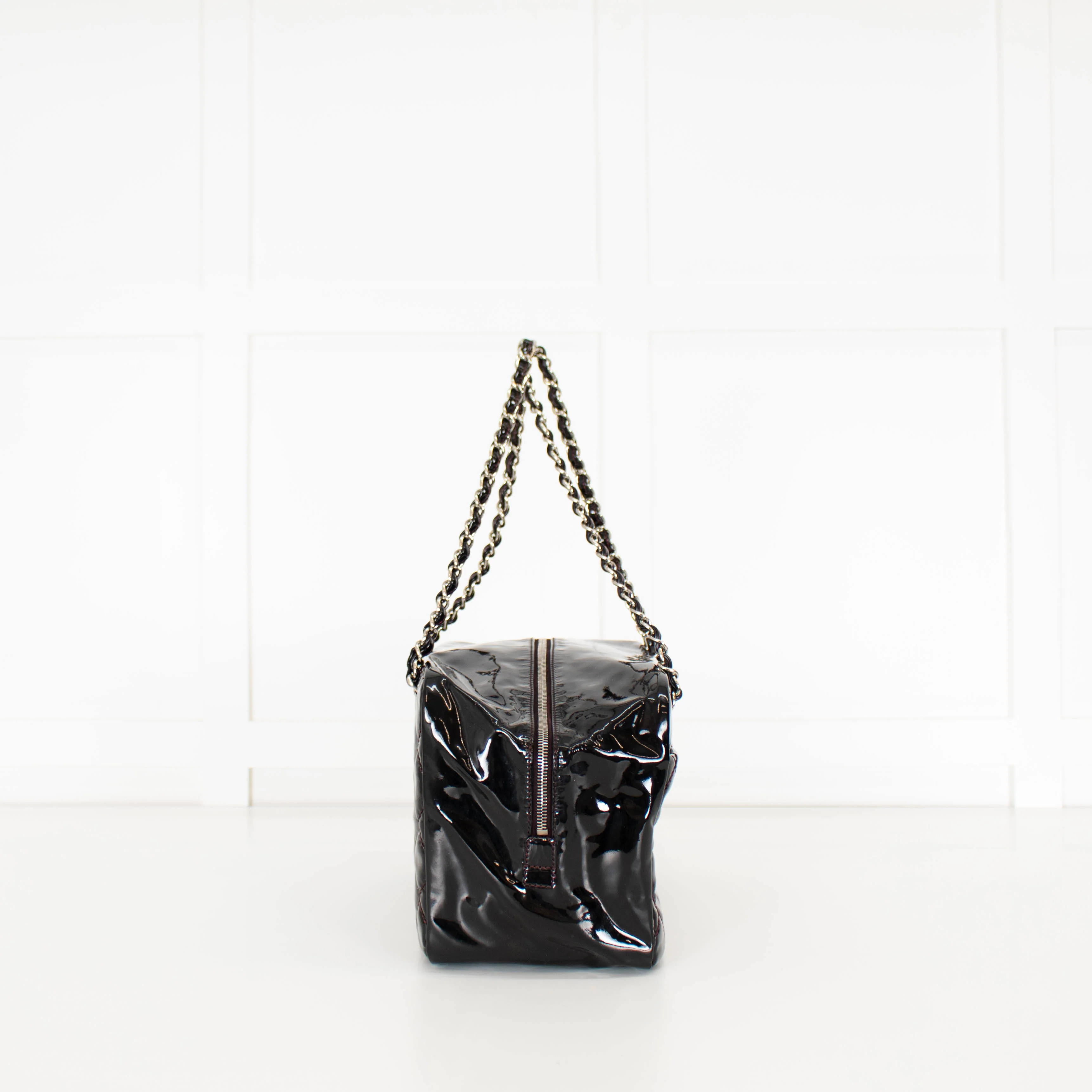 Chanel Black Patent Shopper with Red Stitching - Image 6