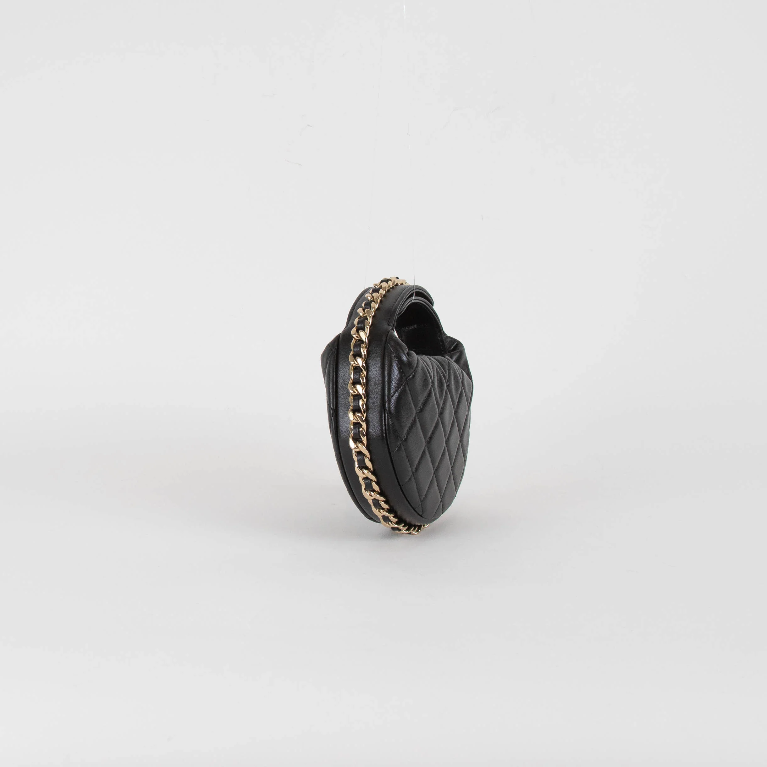 Chanel Black Quilted Mini Hoop Bag - Image 6