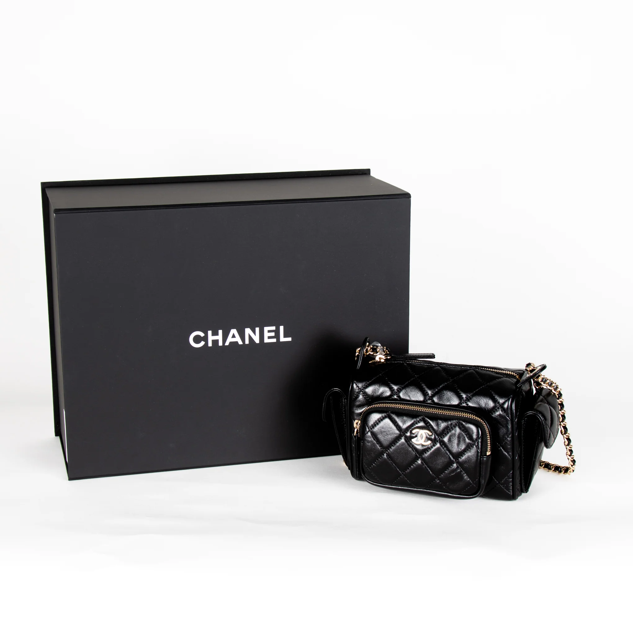 Chanel Black Quilted Small Multi Pockets Camera Bag - Image 12