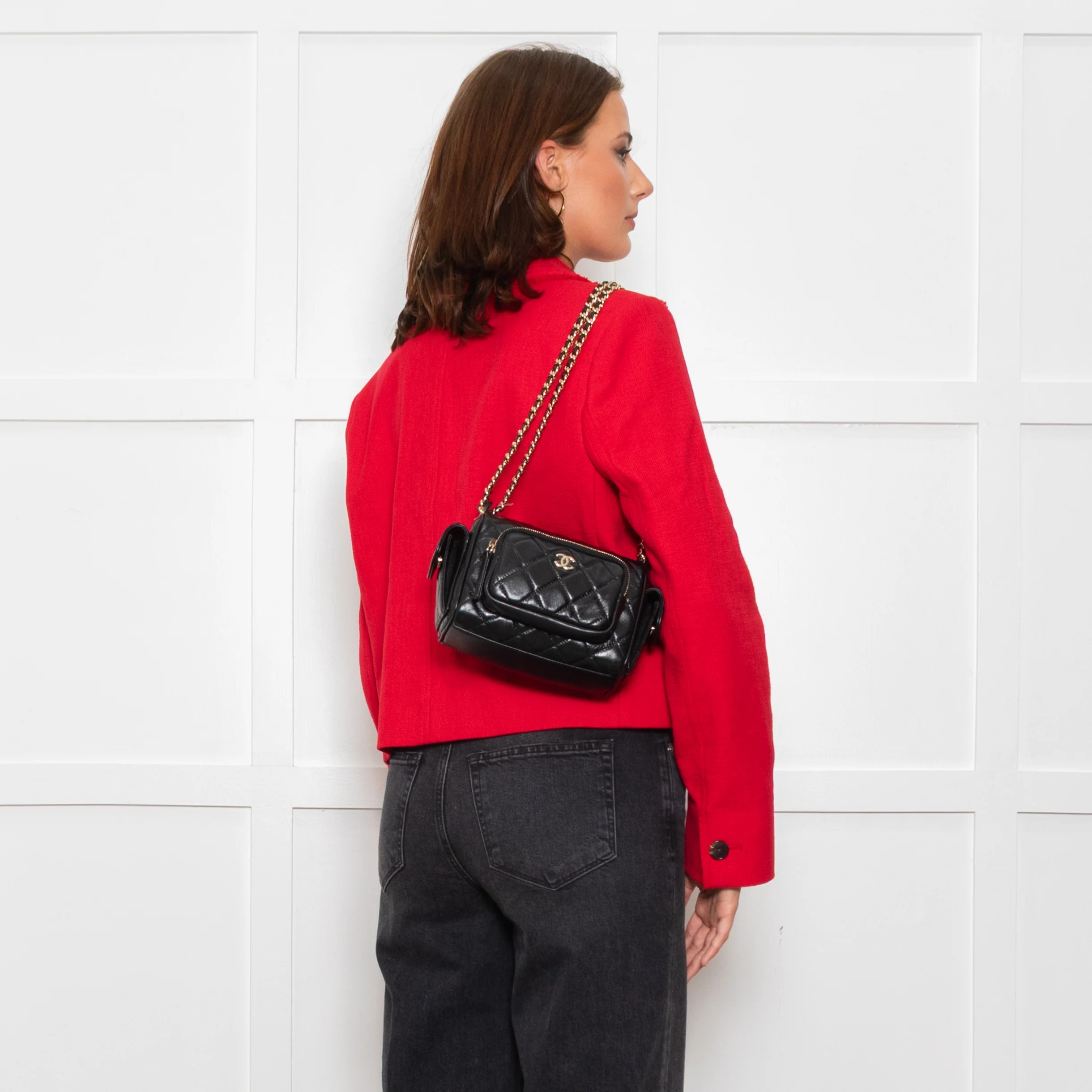 Chanel Black Quilted Small Multi Pockets Camera Bag - Image 13