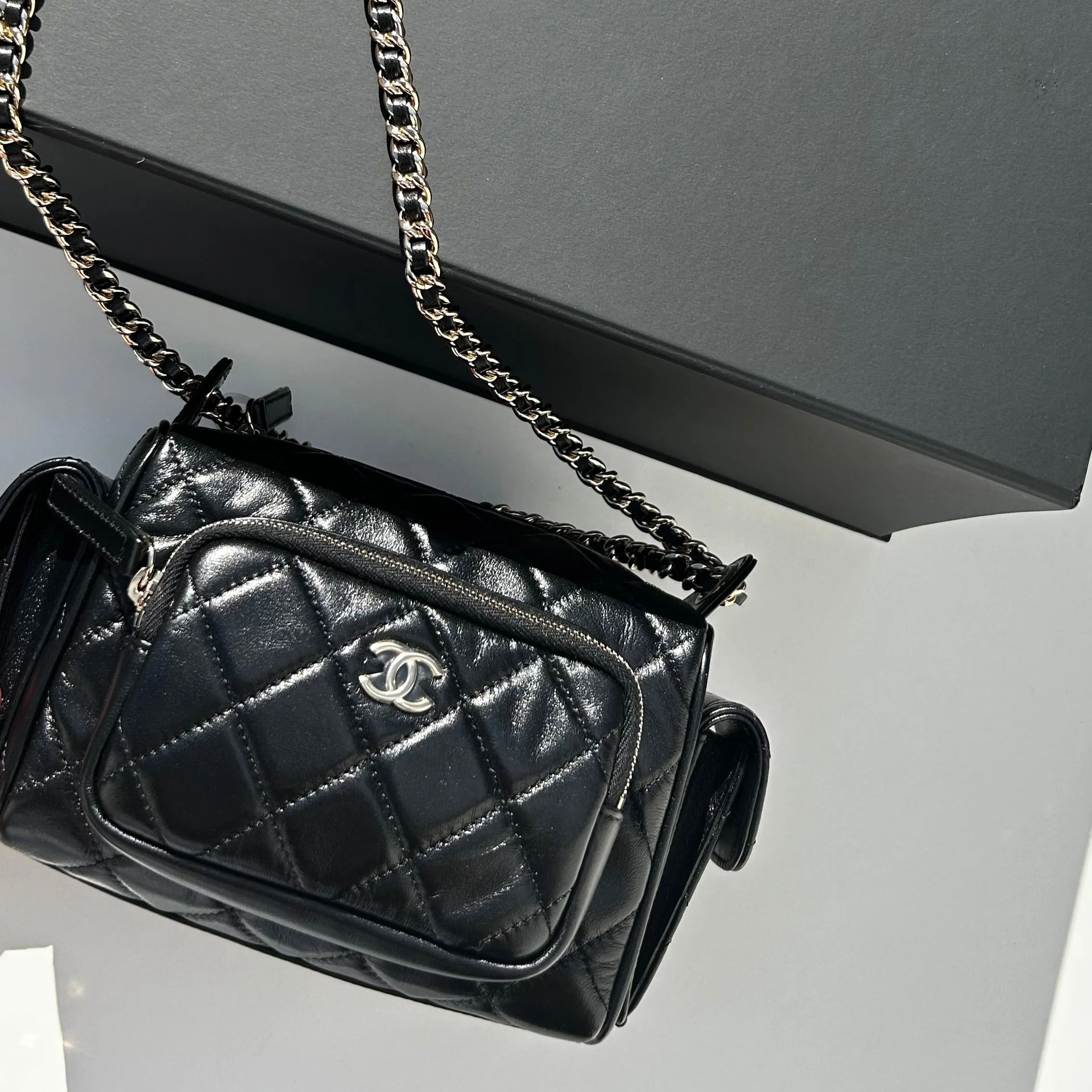 Chanel Black Quilted Small Multi Pockets Camera Bag - Image 3