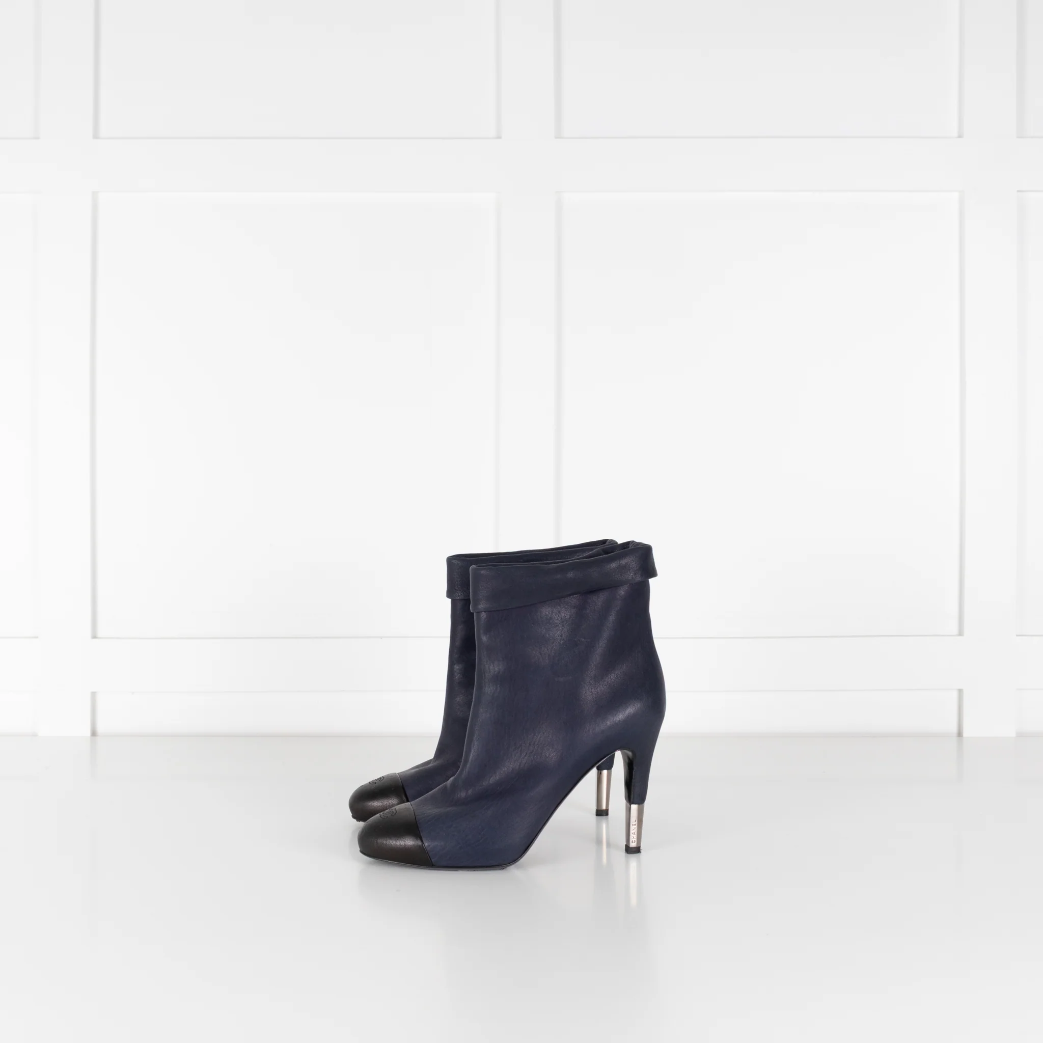 Chanel Blue and Black Toe Cap Ankle Boots - Image 3