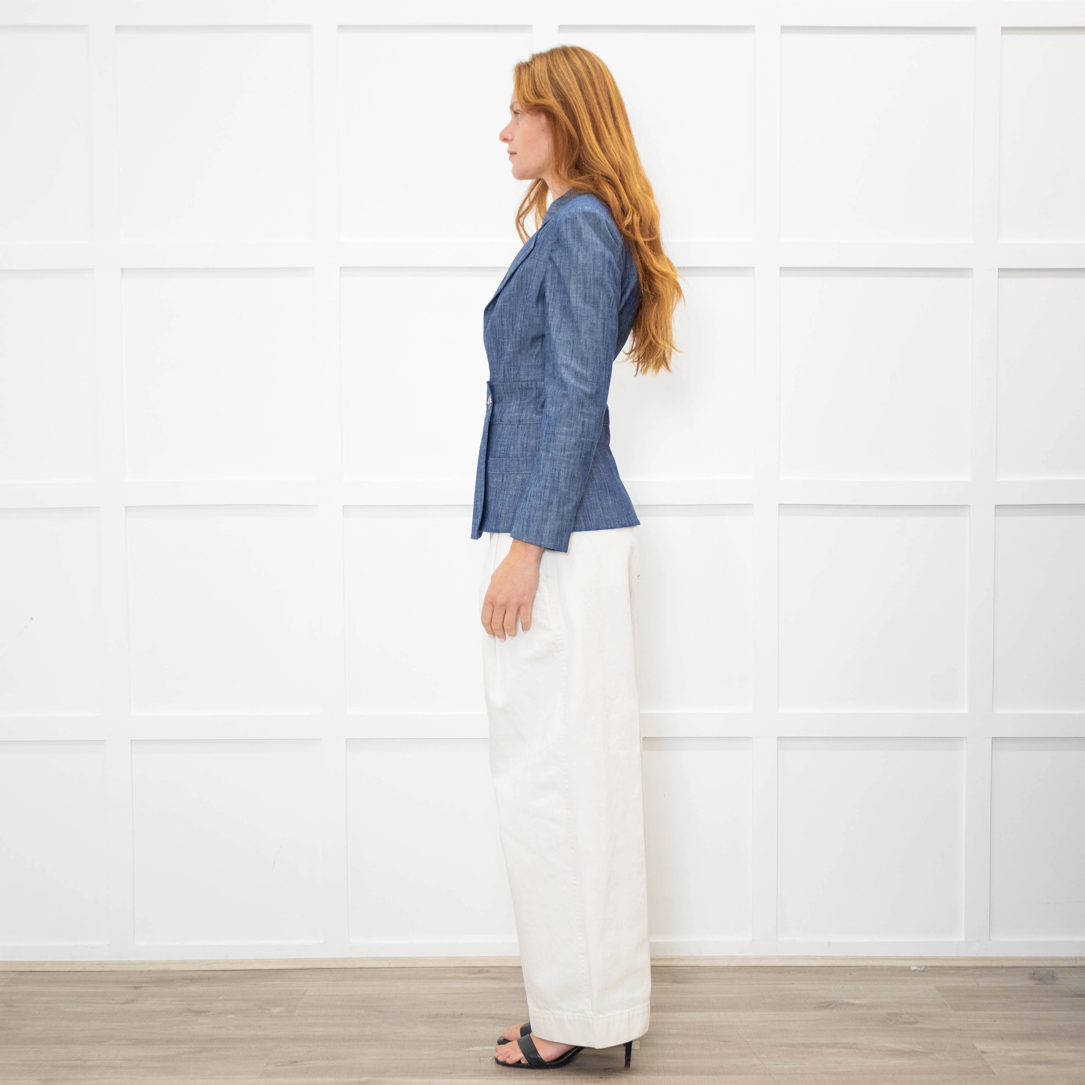Chanel Blue Cotton Wrap CC Jacket - Image 4