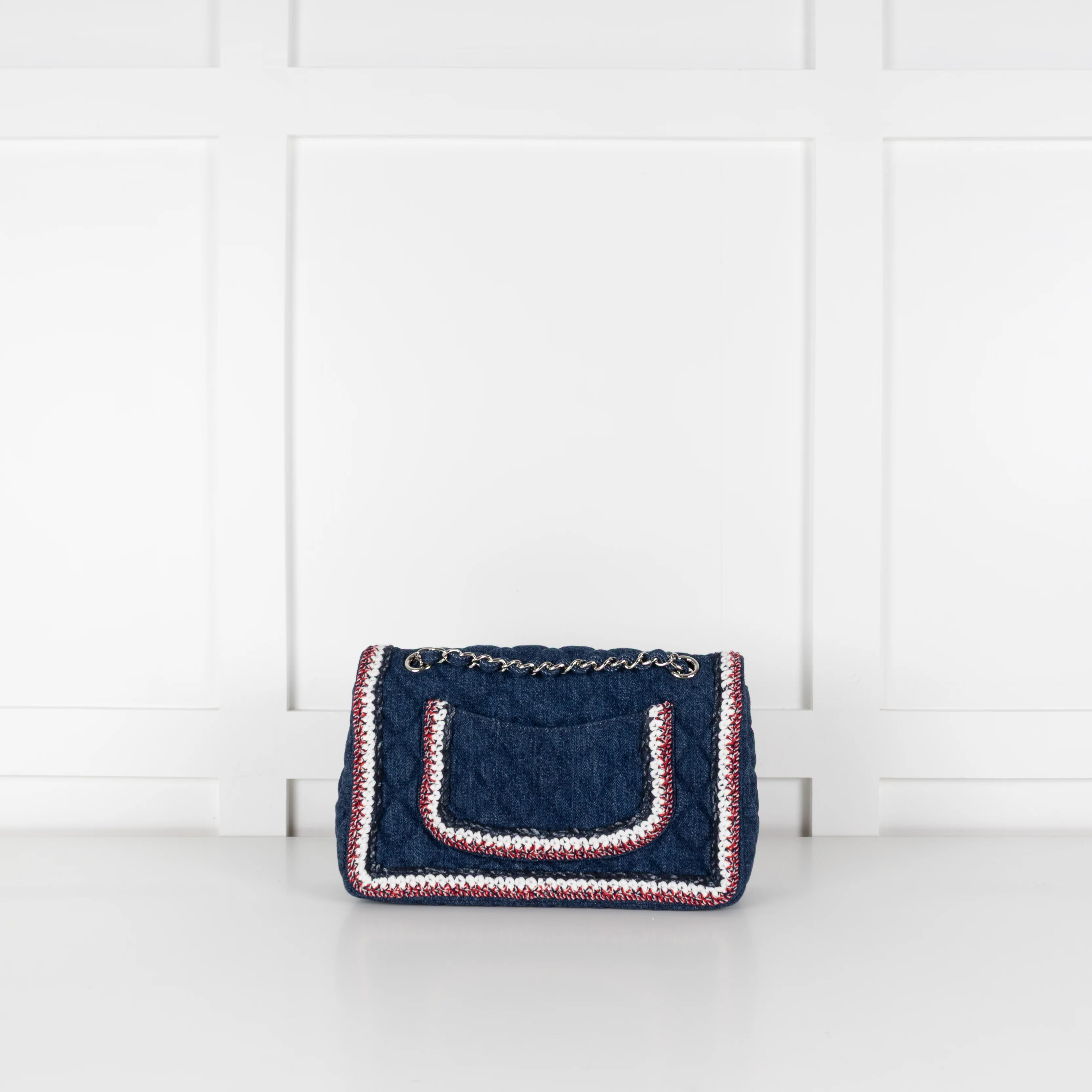 Chanel Blue Denim Quilted Classic Single Flap Bag - Image 5
