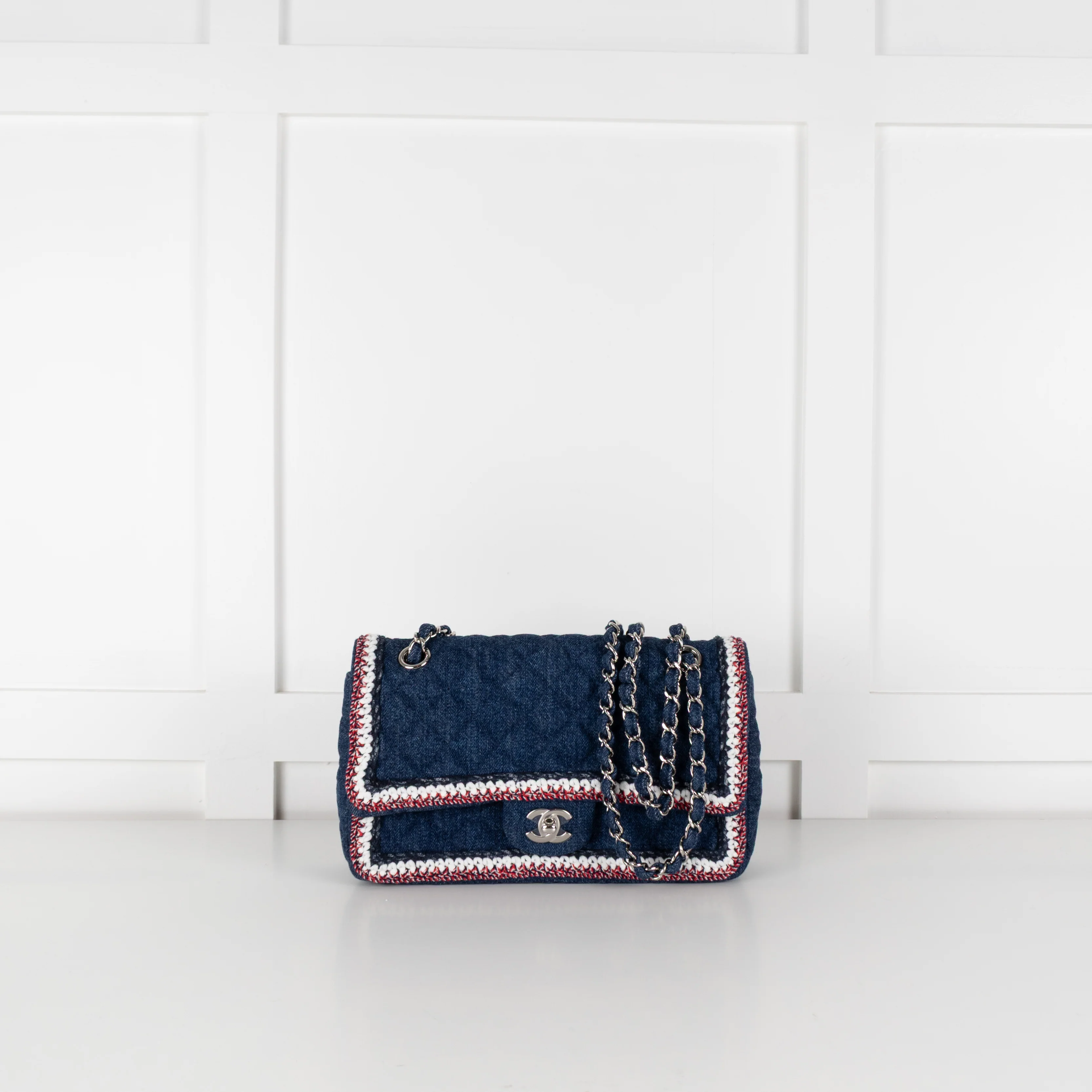 Chanel Blue Denim Quilted Classic Single Flap Bag - Image 8