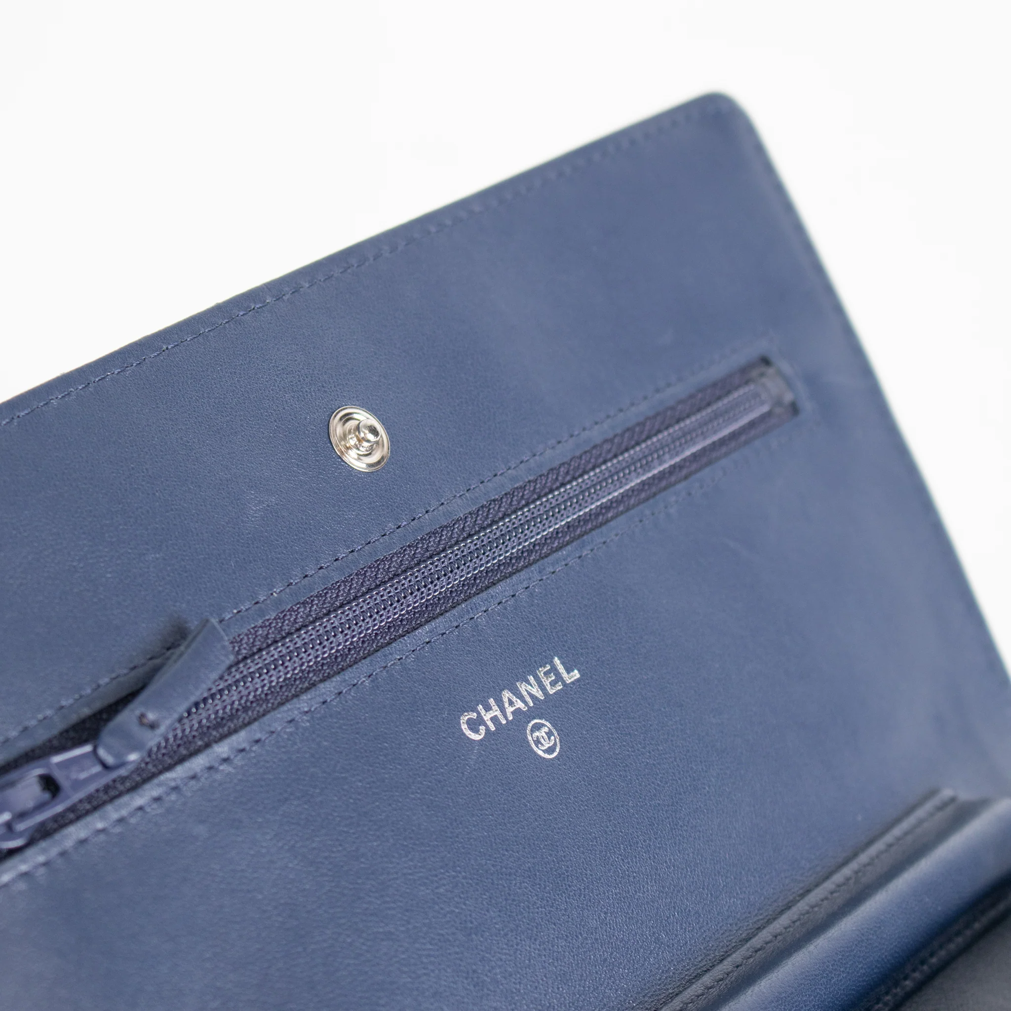 Chanel Blue Lambskin Leather Wallet On The Chain - Image 10