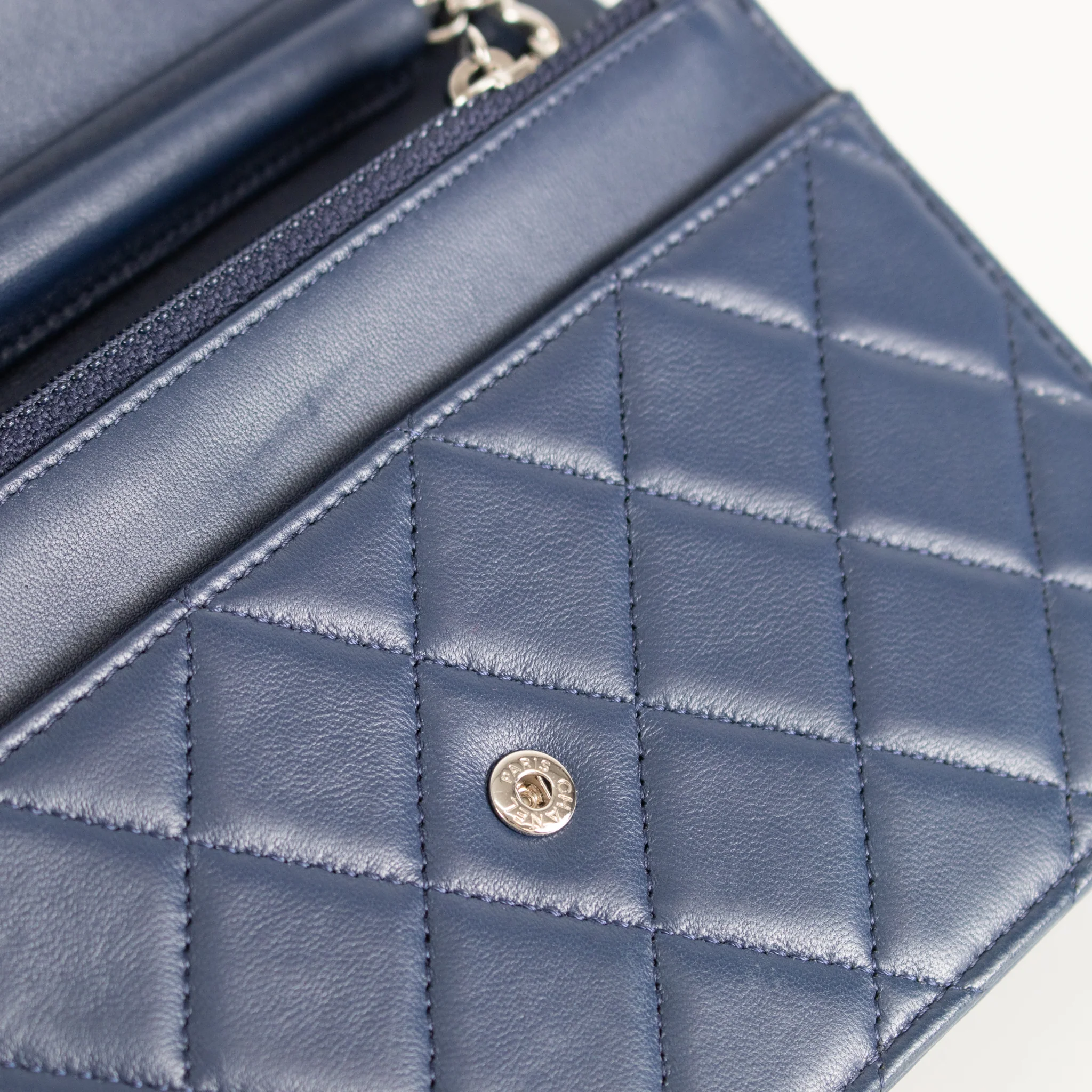 Chanel Blue Lambskin Leather Wallet On The Chain - Image 9