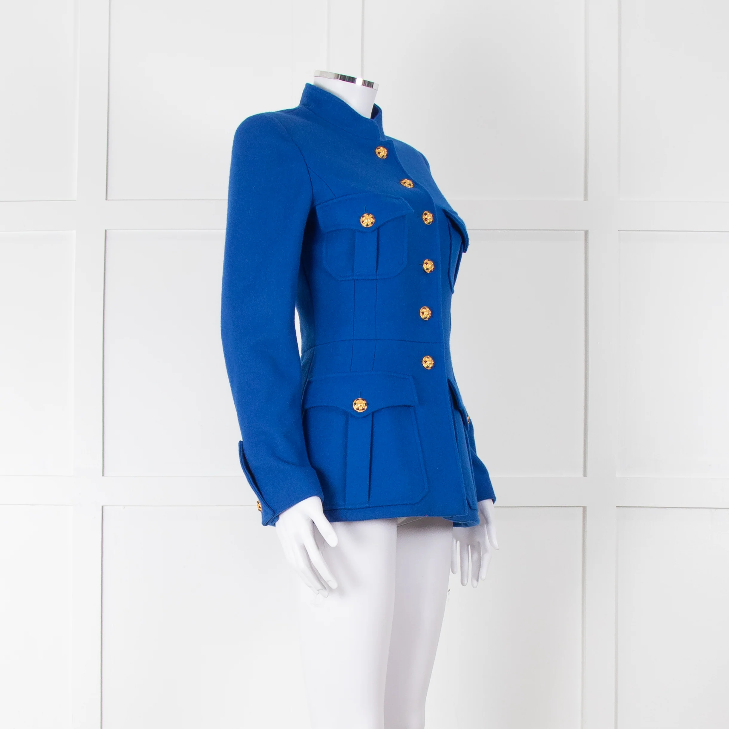 Chanel Blue Vintage Gold CC Button Tailored Jacket - Image 2