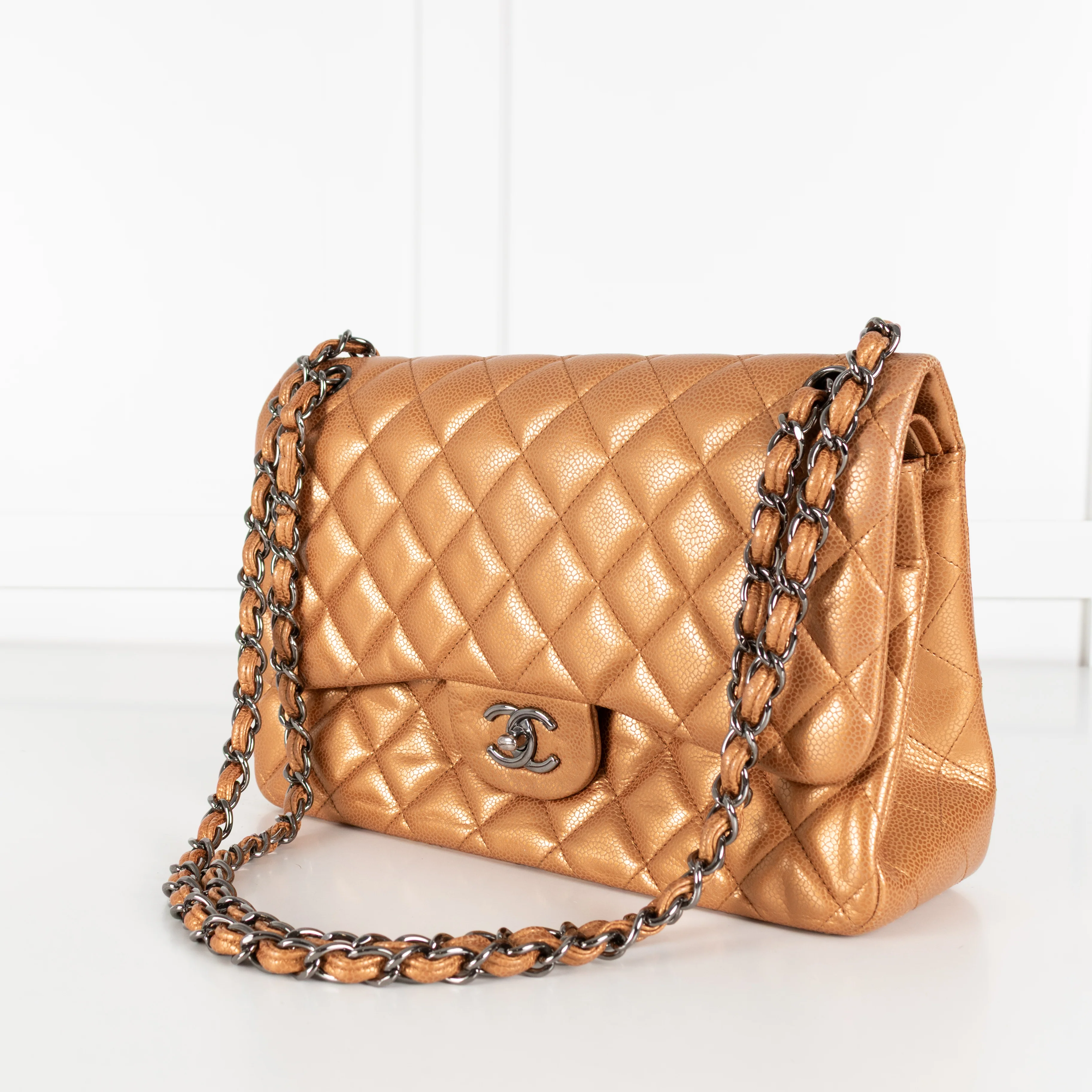 Chanel Bronze Caviar Jumbo Flap Bag - Image 10