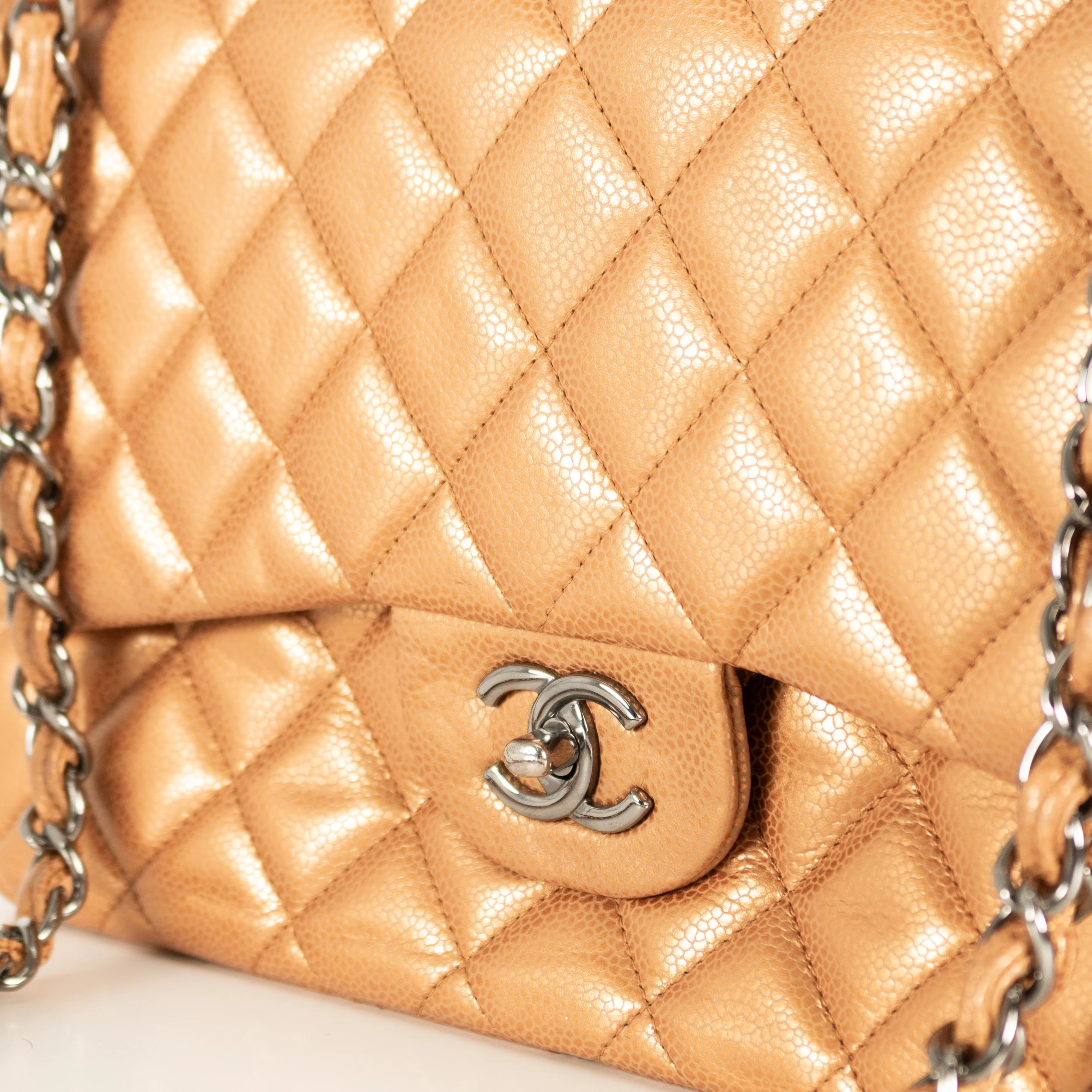 Chanel Bronze Caviar Jumbo Flap Bag - Image 11