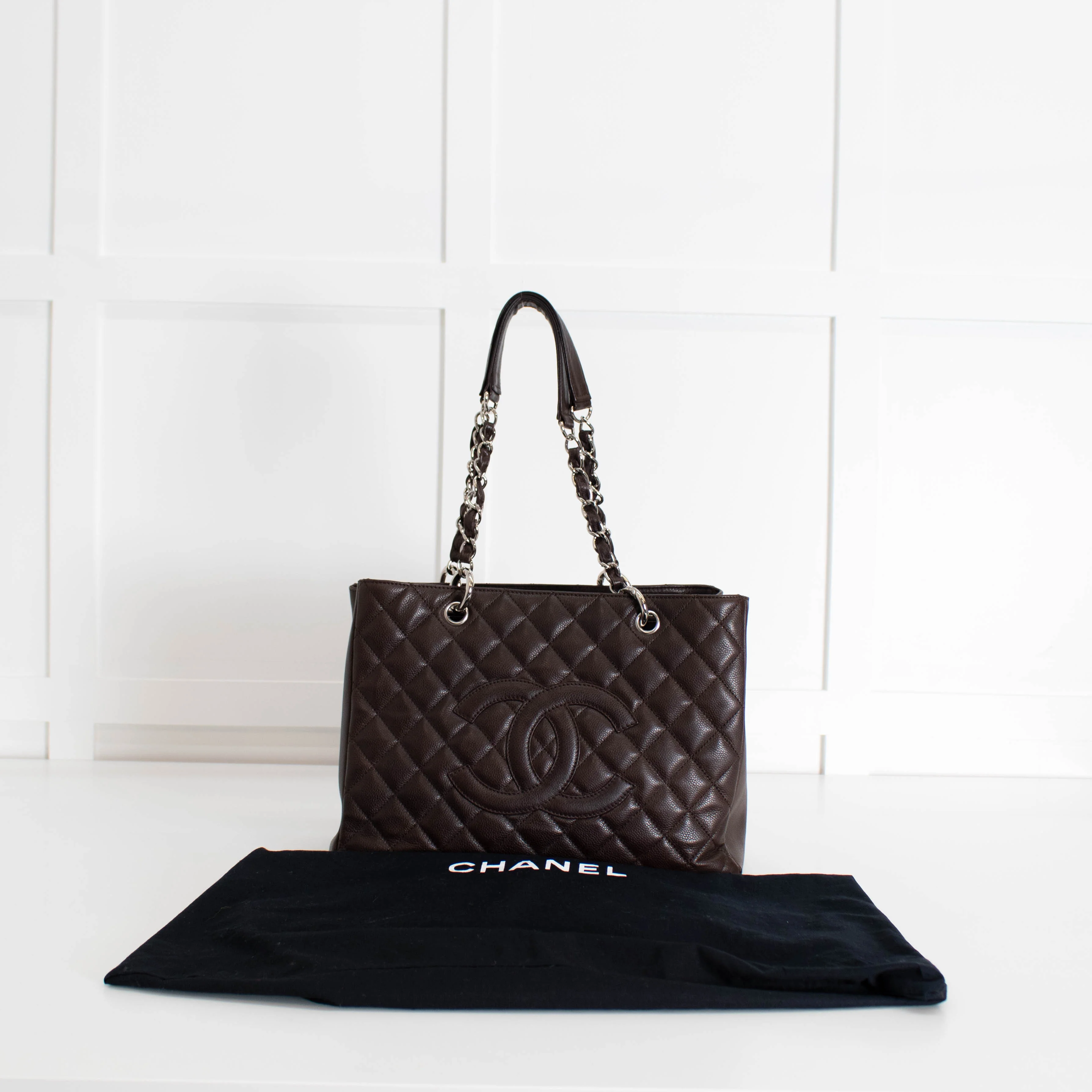 Chanel Brown Caviar Leather Grand Shopping Tote - Image 3