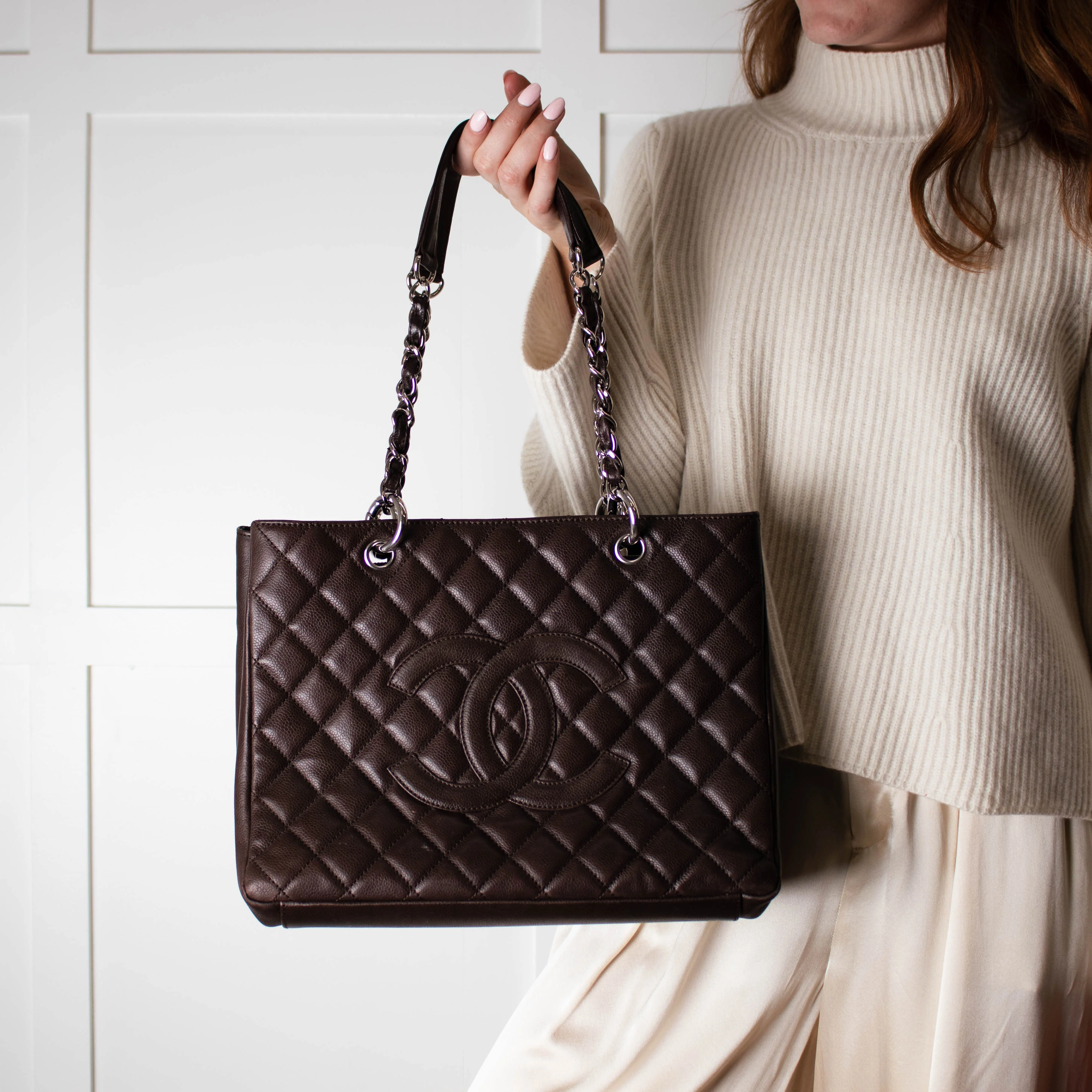 Chanel Brown Caviar Leather Grand Shopping Tote - Image 7