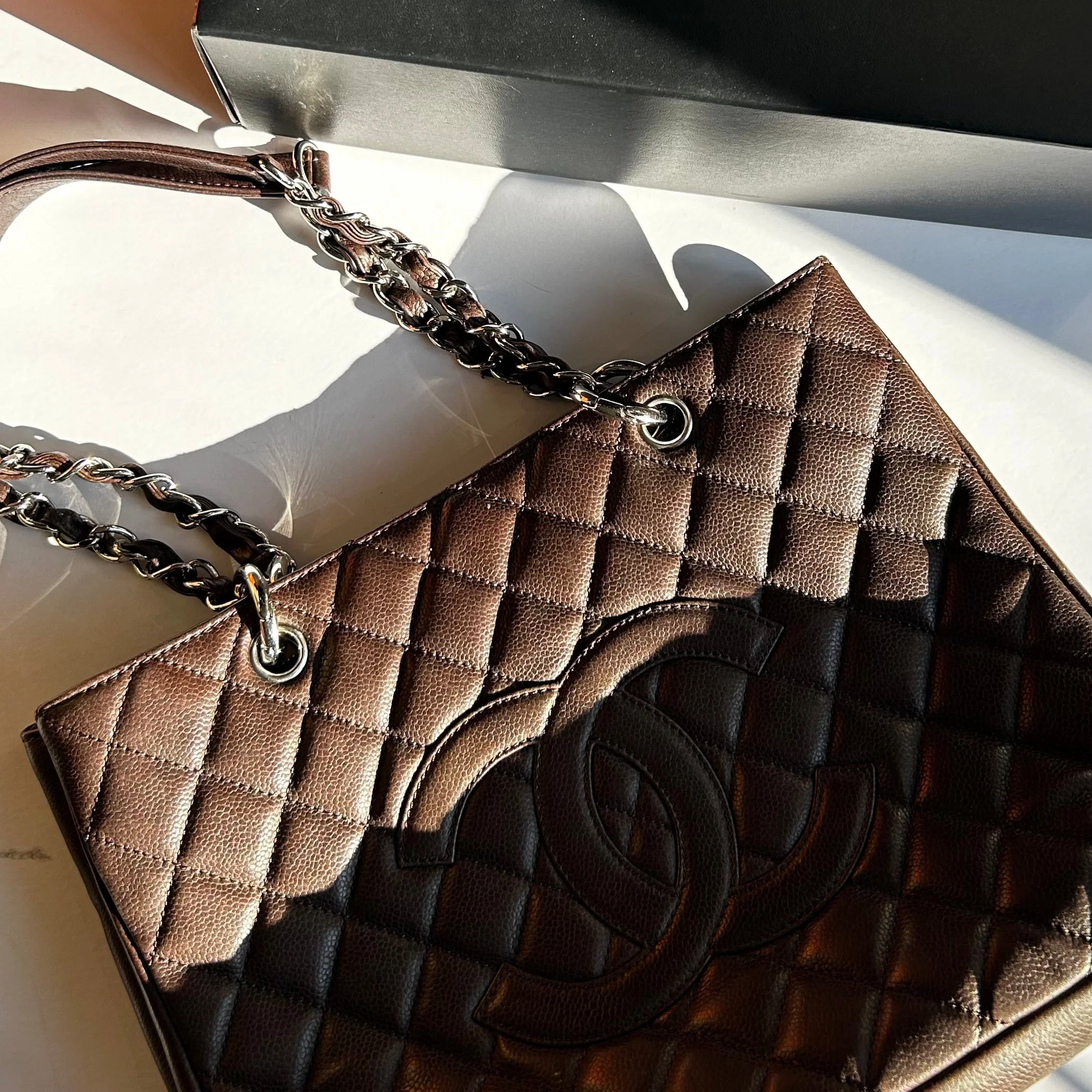 Chanel Chocolate Brown Caviar Leather Grand Shopper Tote - Image 8