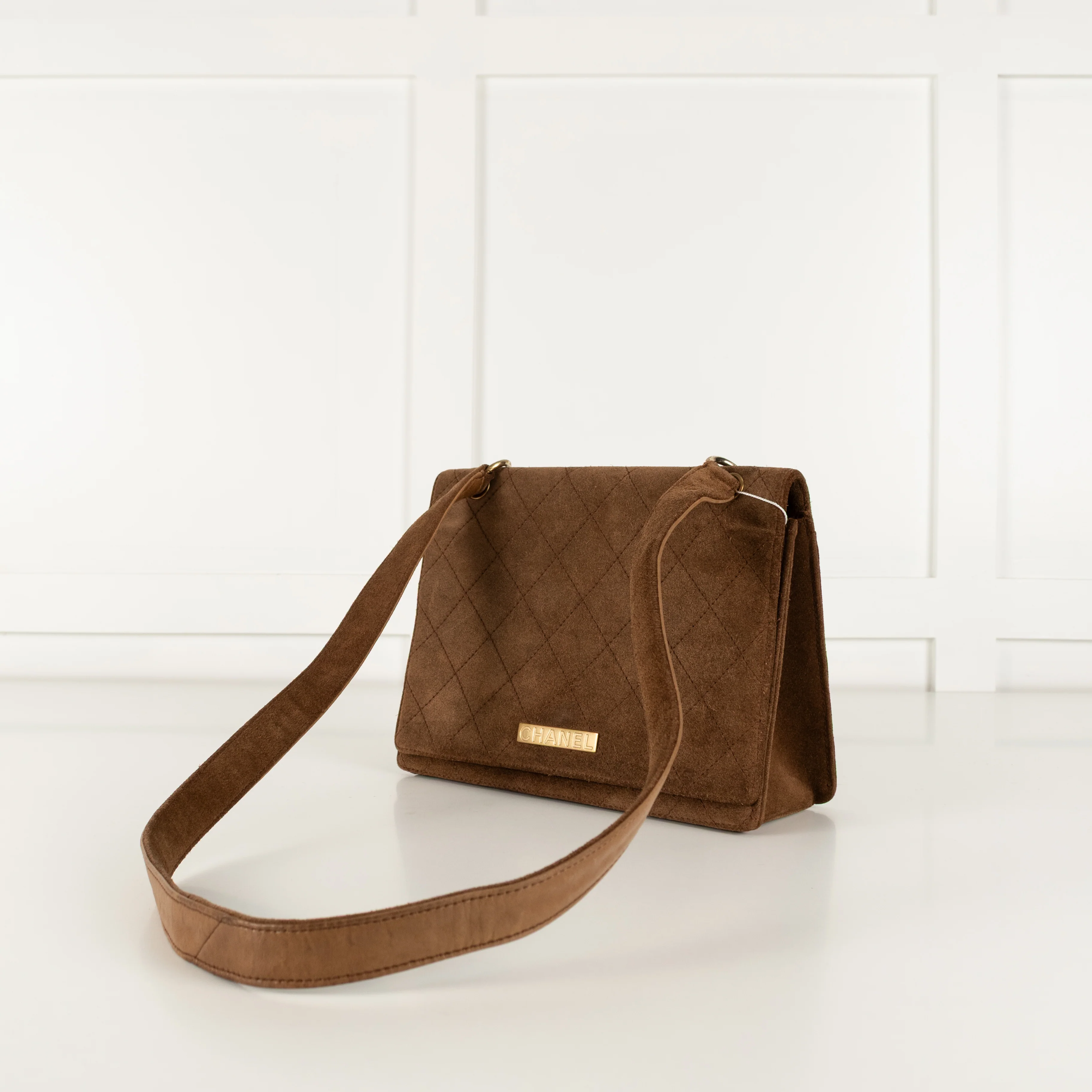 Chanel Brown Suede Quilted Flap Bag - Image 11