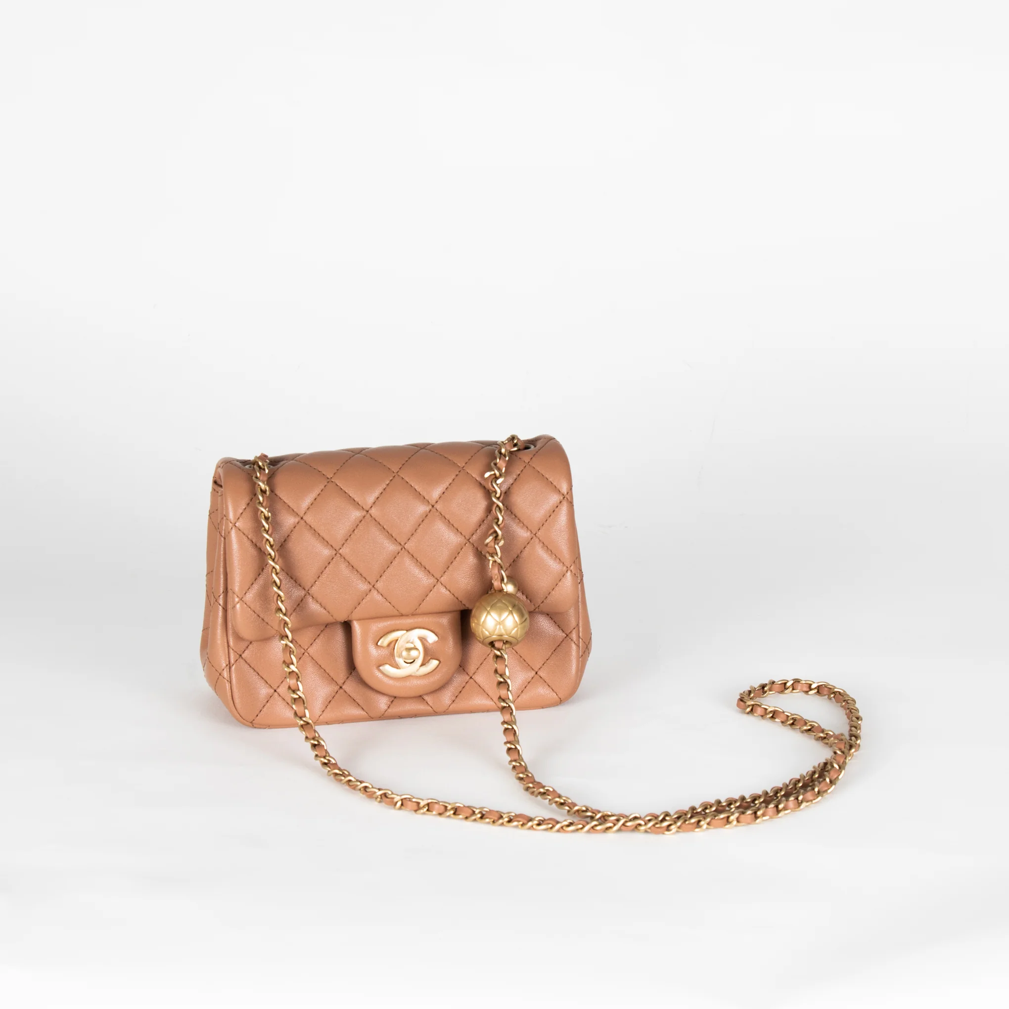 Chanel Caramel Pearl Crush Mini Square Flap Bag - Image 12