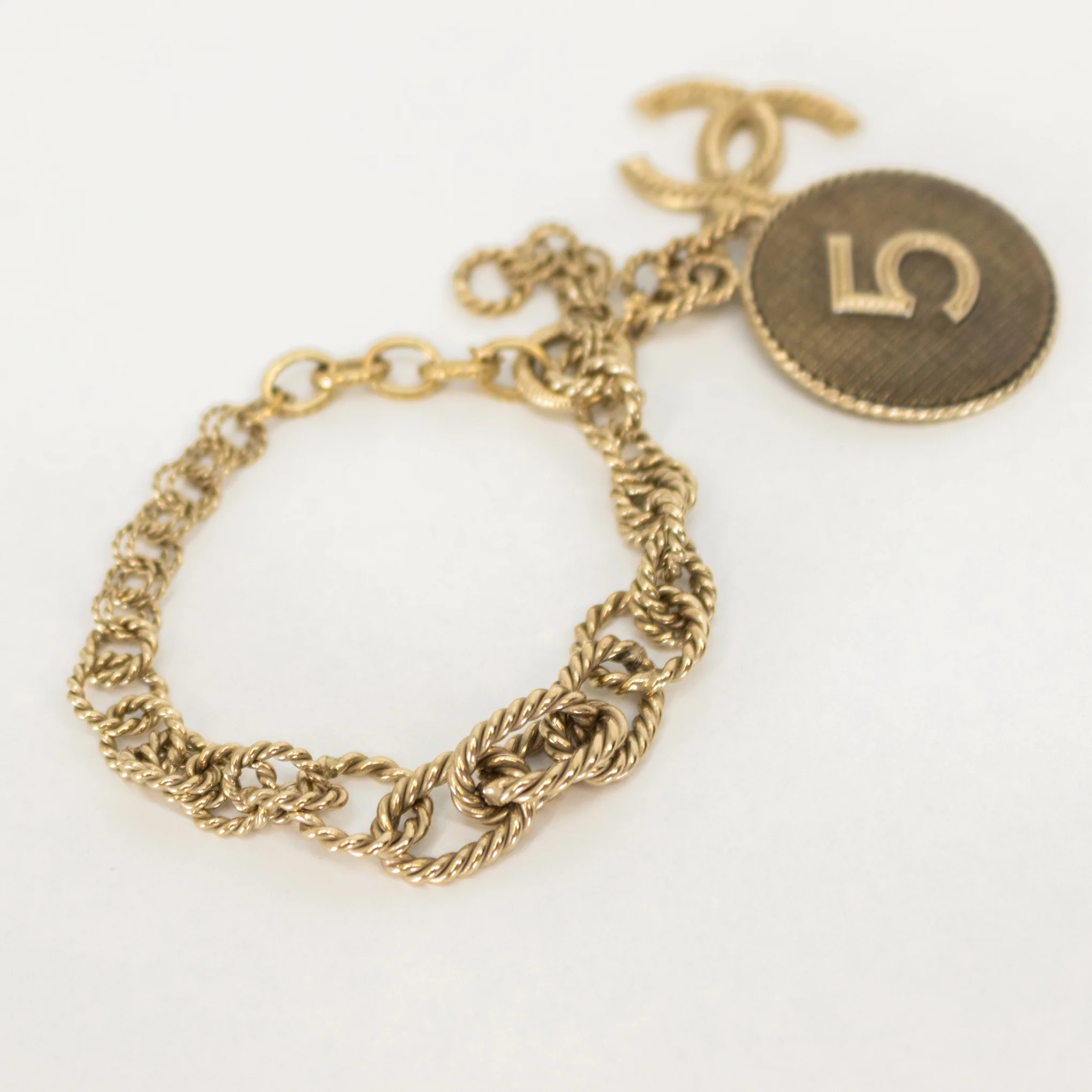 Chanel Champagne Gold CC No.5 Bracelet - Image 8