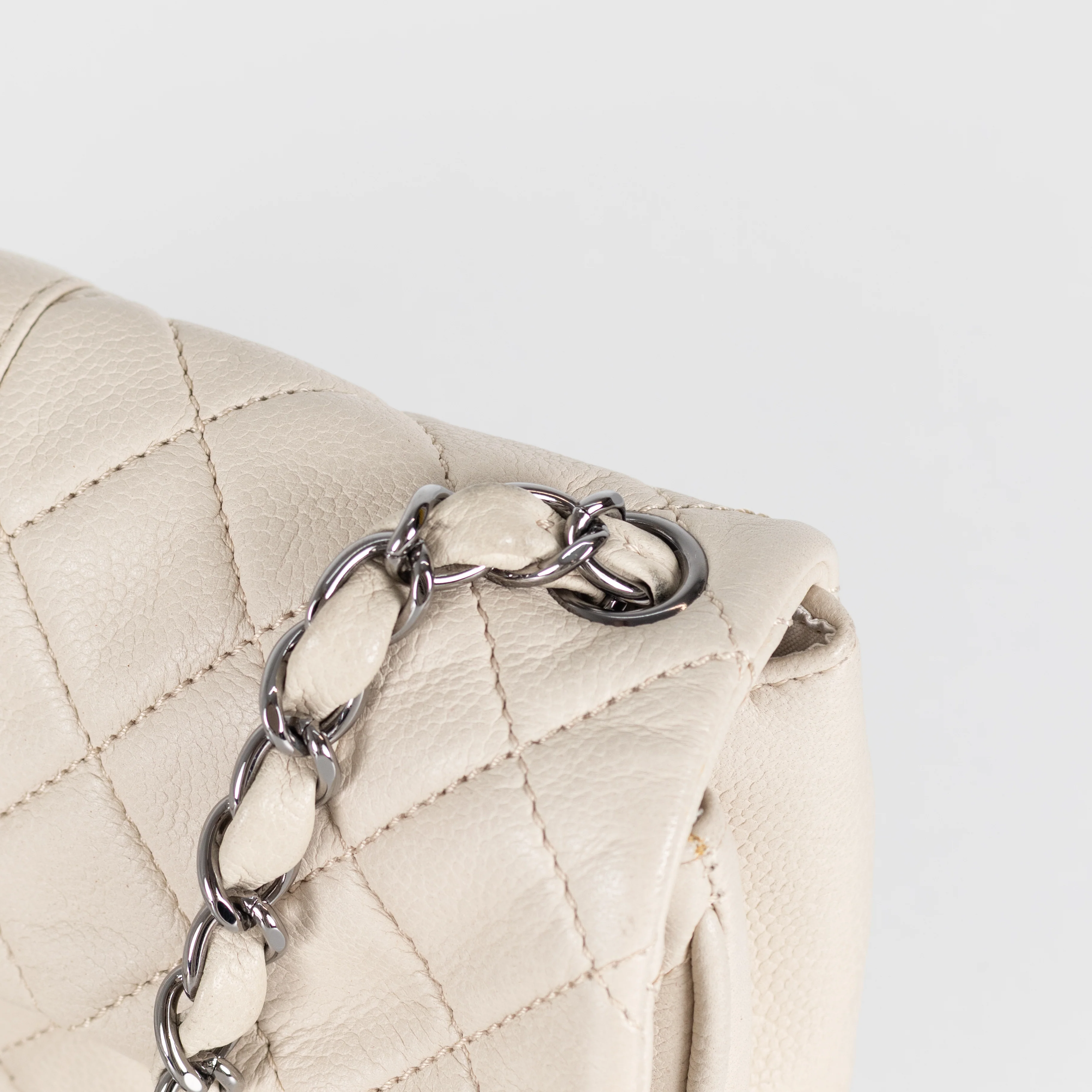 Chanel Cream Caviar Leather Vintage Mademoiselle Flap Bag - Image 11