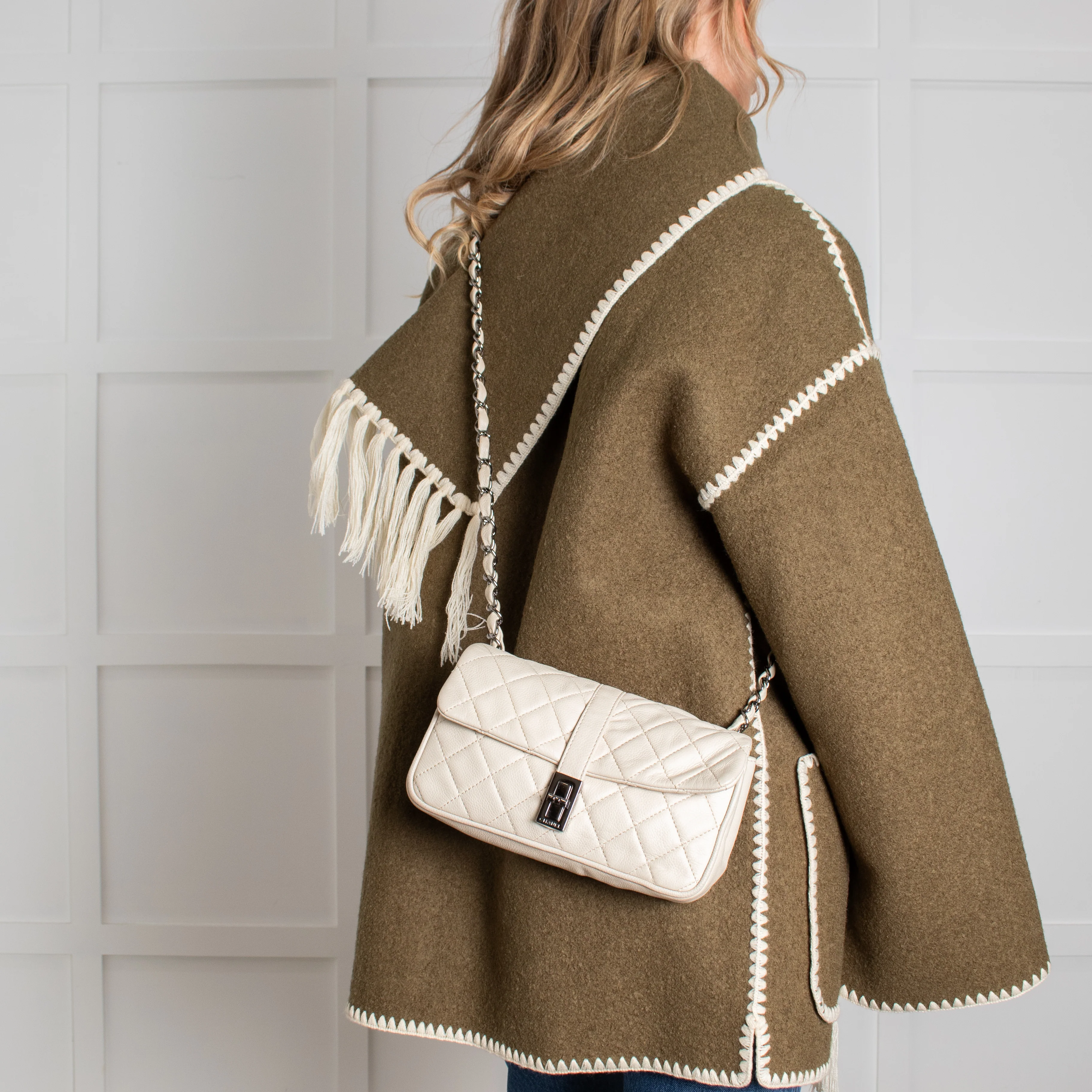Chanel Cream Caviar Leather Vintage Mademoiselle Flap Bag - Image 2
