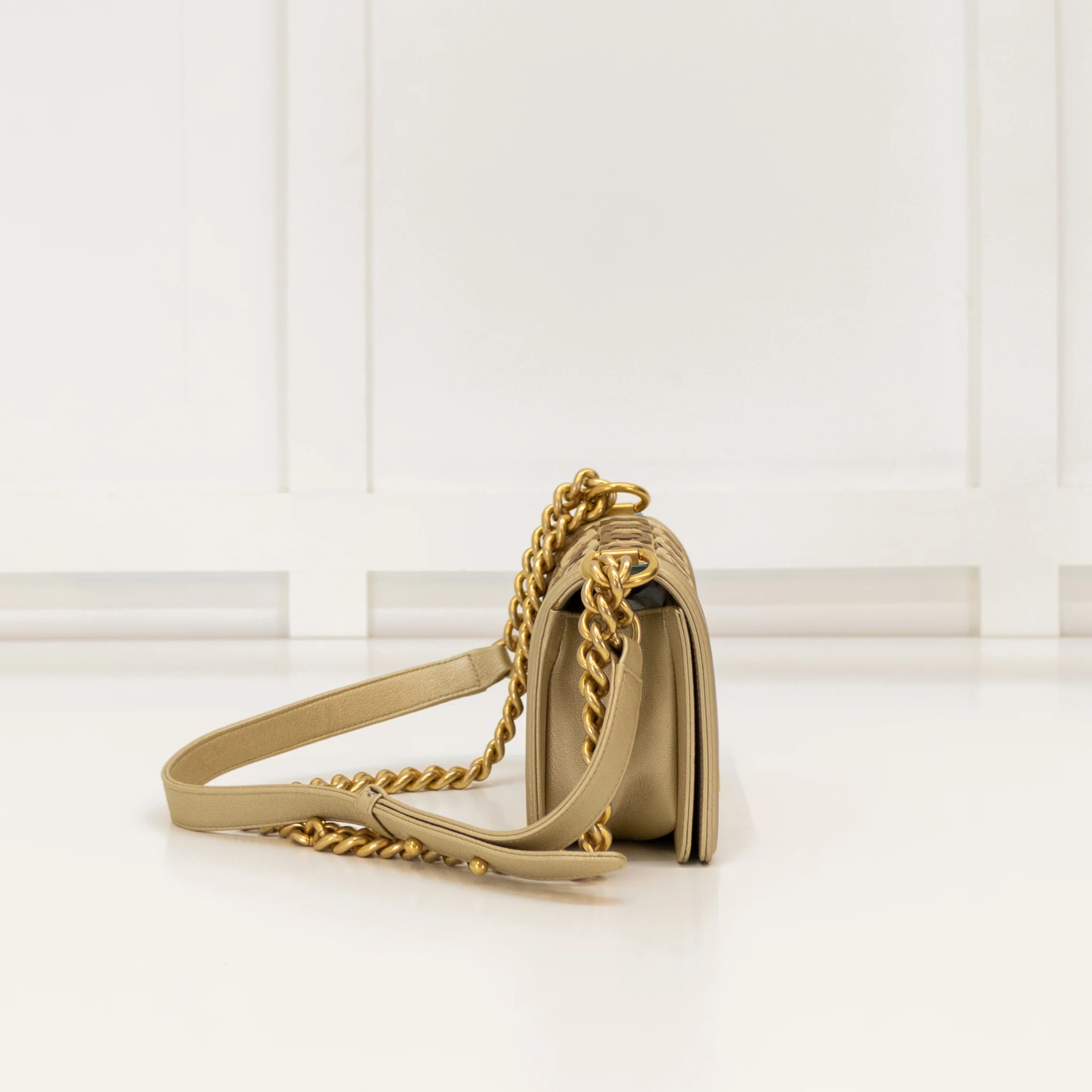 Chanel Gold Calfskin Paris Dubai Small Boy Bag - Image 4