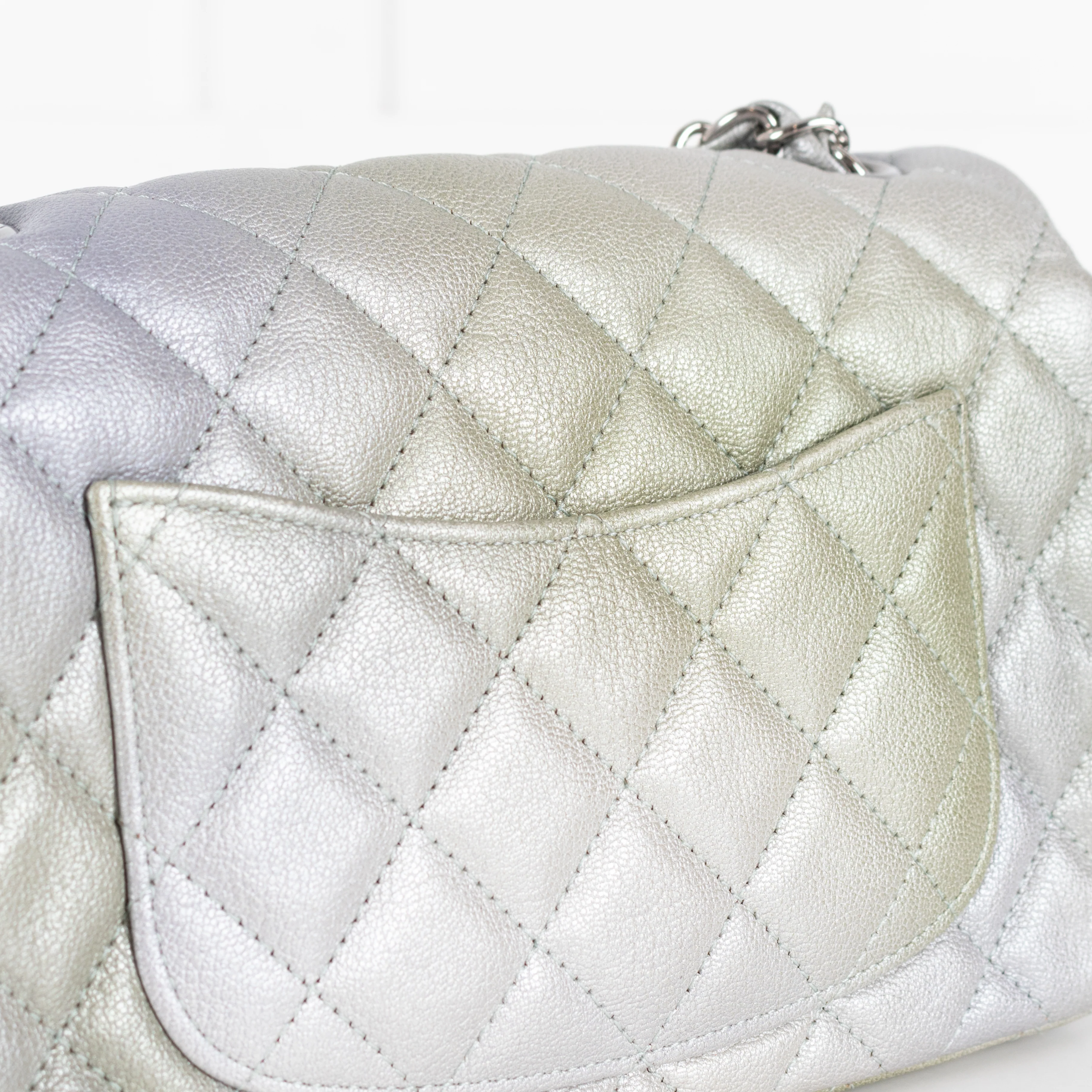 Chanel Green and Silver Limited Edition Mini Flap - Image 12