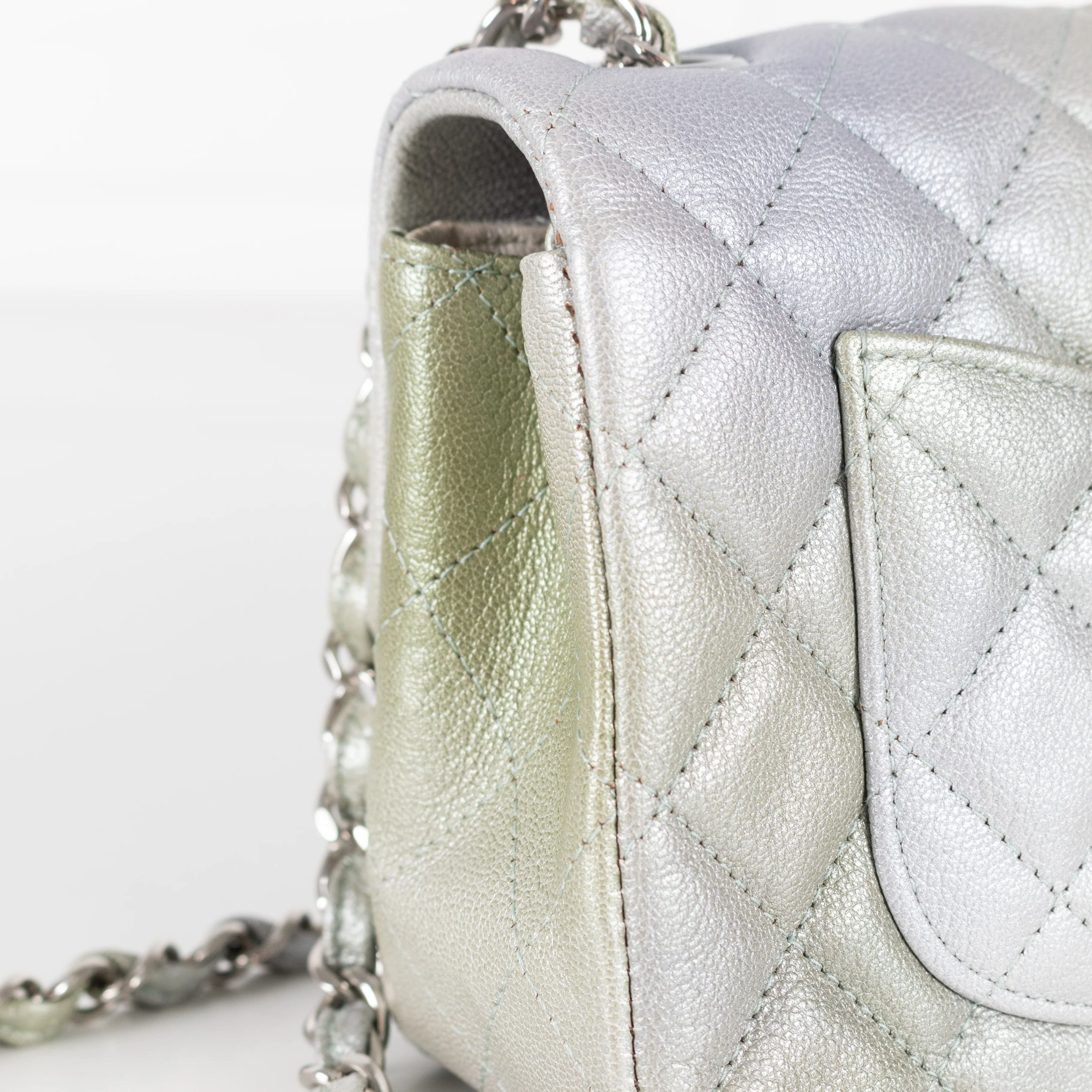 Chanel Green and Silver Limited Edition Mini Flap - Image 13