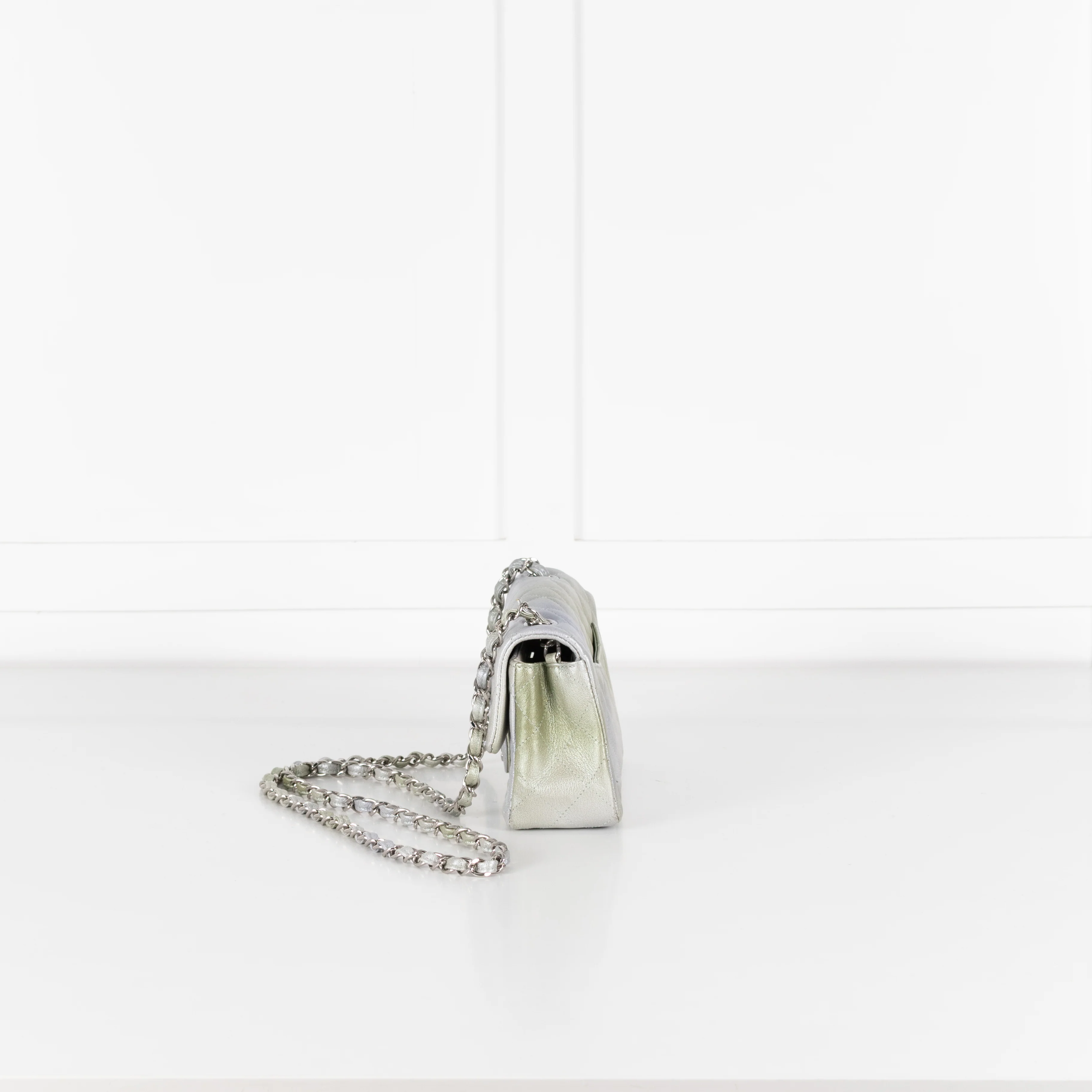 Chanel Green and Silver Limited Edition Mini Flap - Image 3