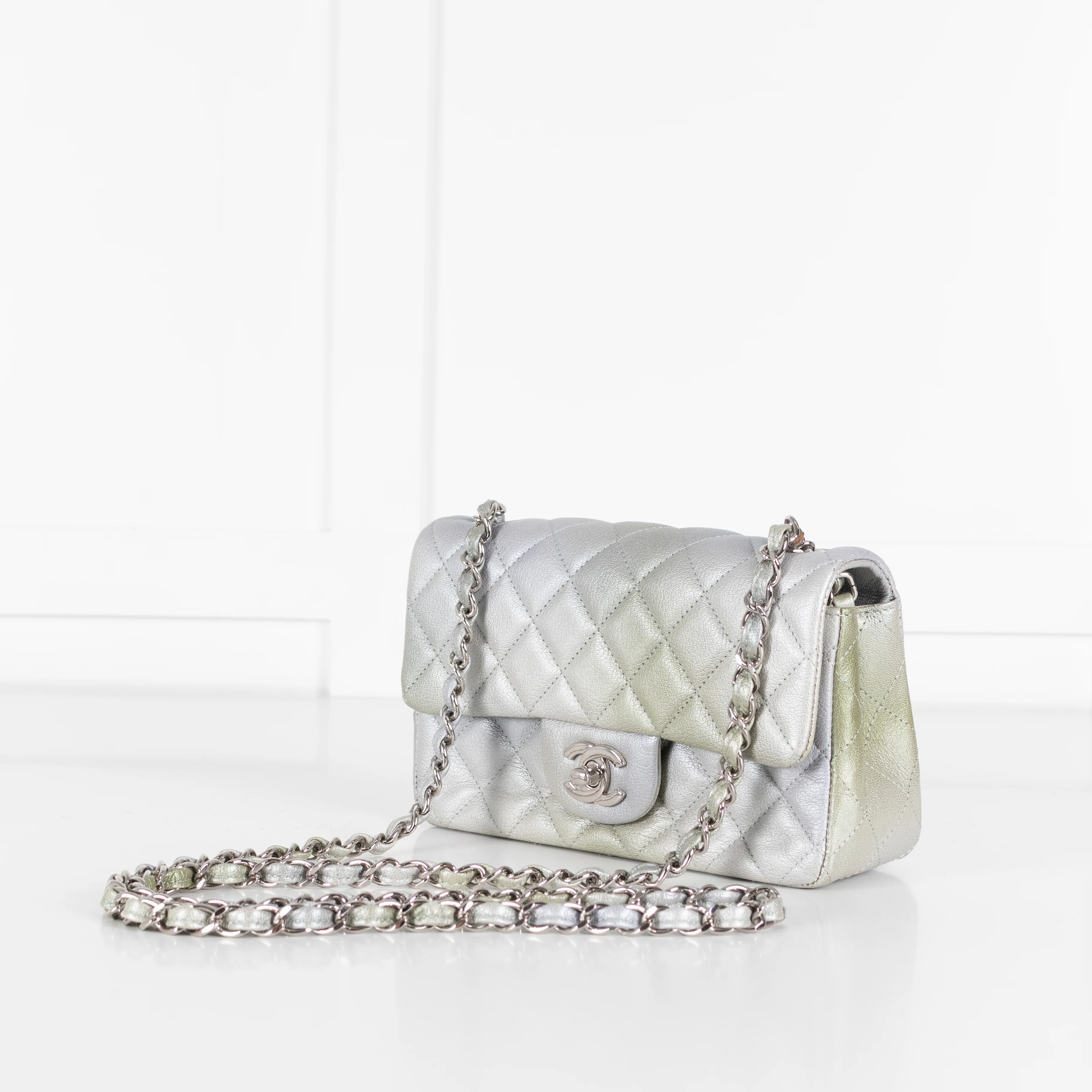 Chanel Green and Silver Limited Edition Mini Flap - Image 9