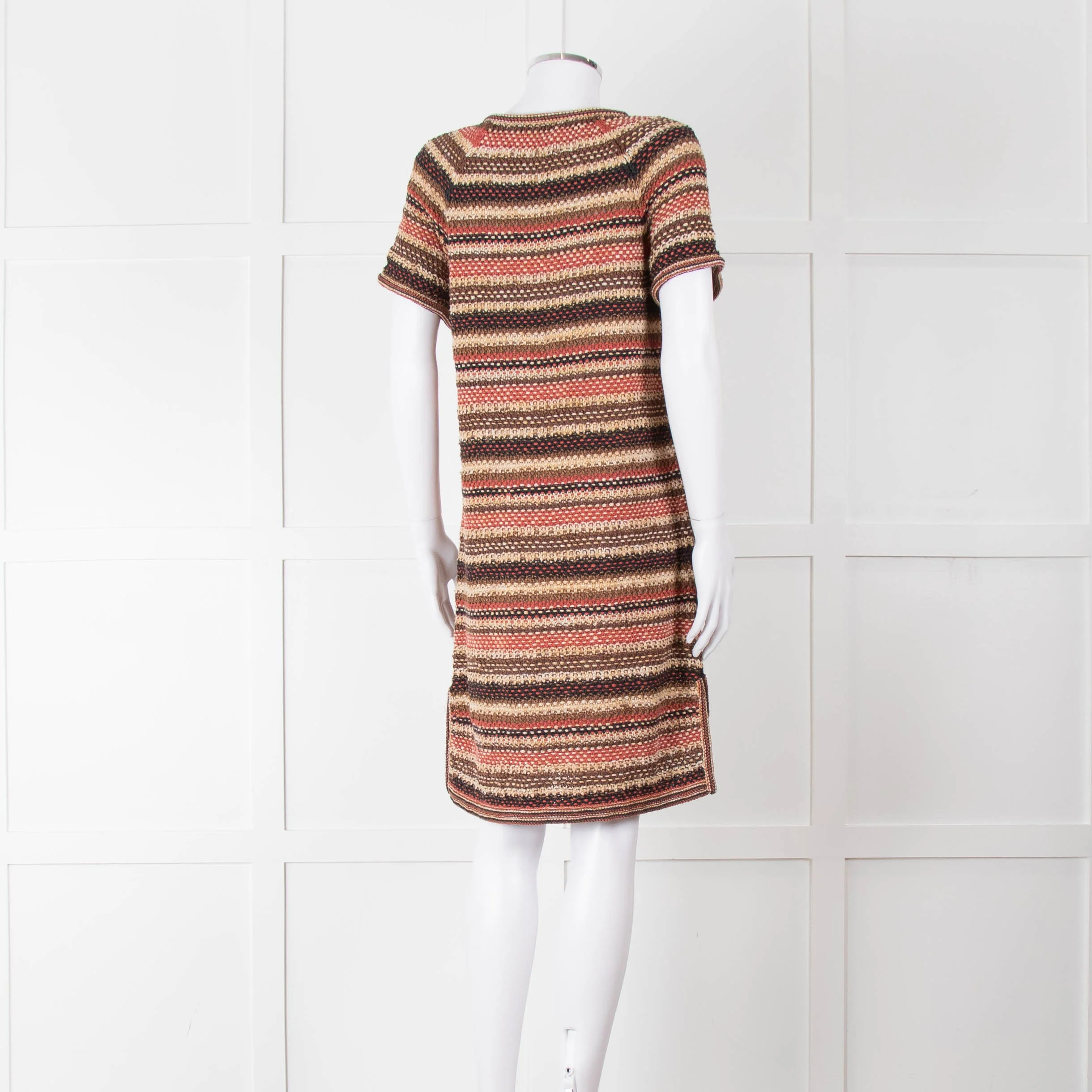 Chanel Knitted Short Sleeve Dress with Owl Logo Buttons - Image 4