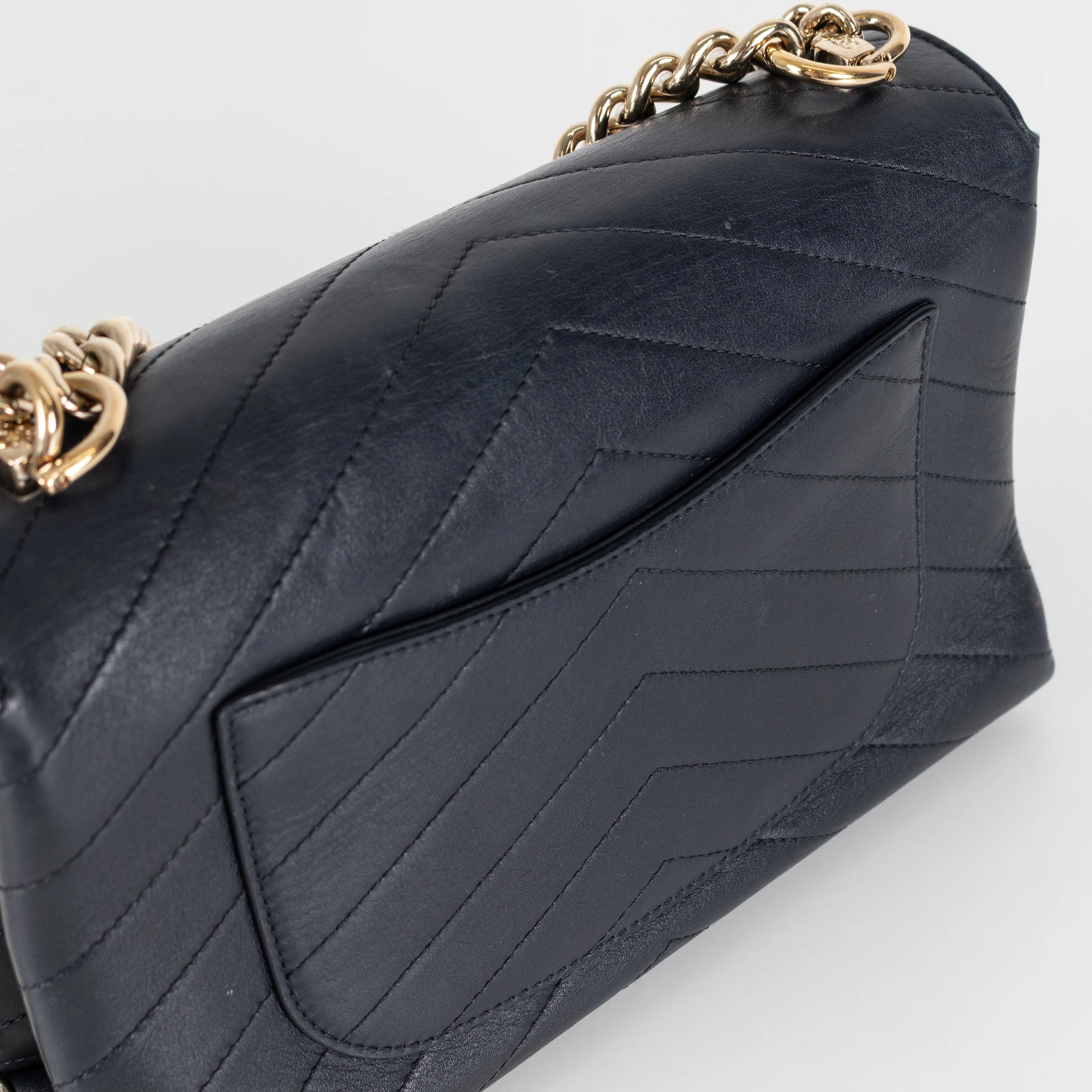 Chanel Navy Chevron Flap Crossbody Bag - Image 13