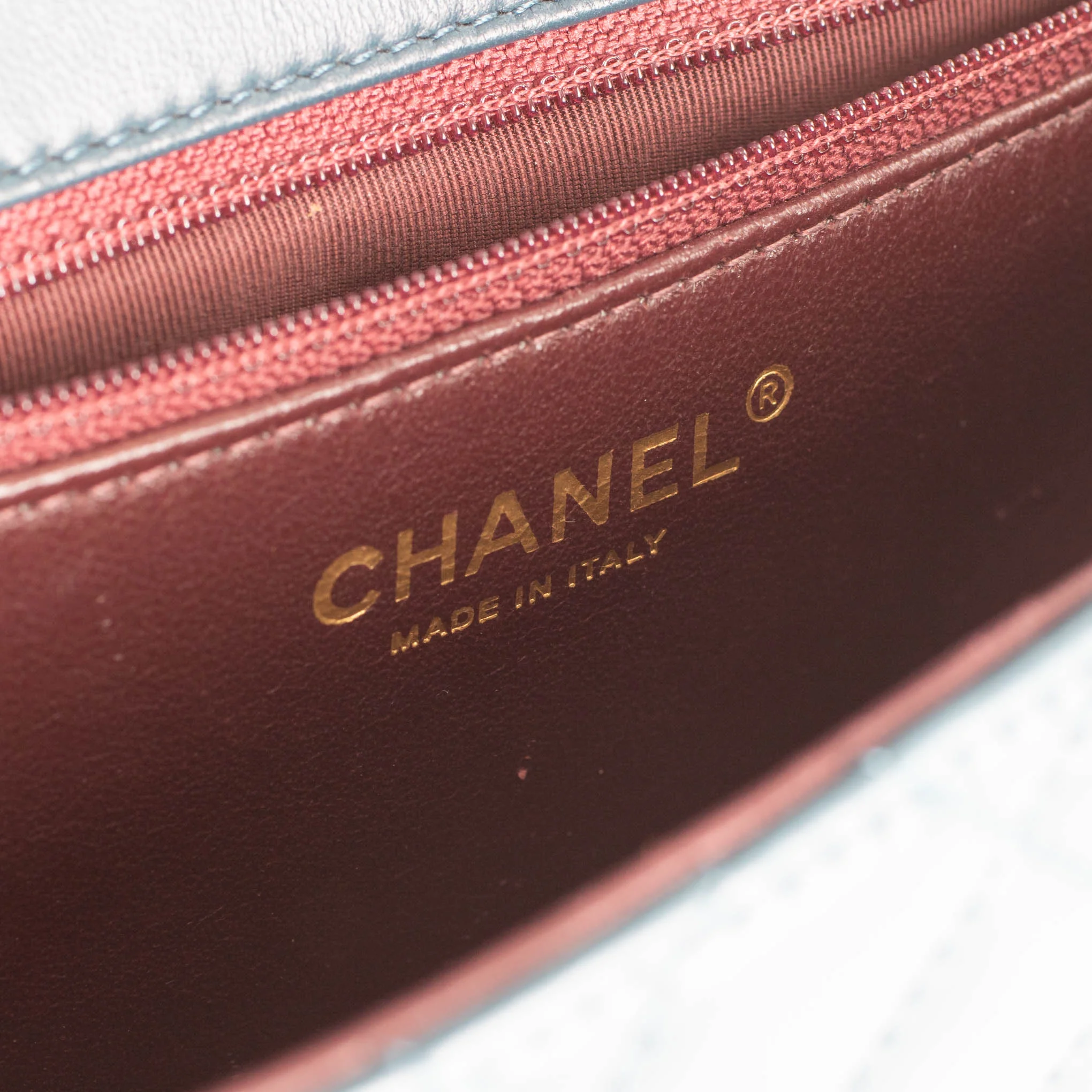Chanel Navy Turquoise Two Tone Quilted Lambskin Medium Single Flap Bag - Image 9