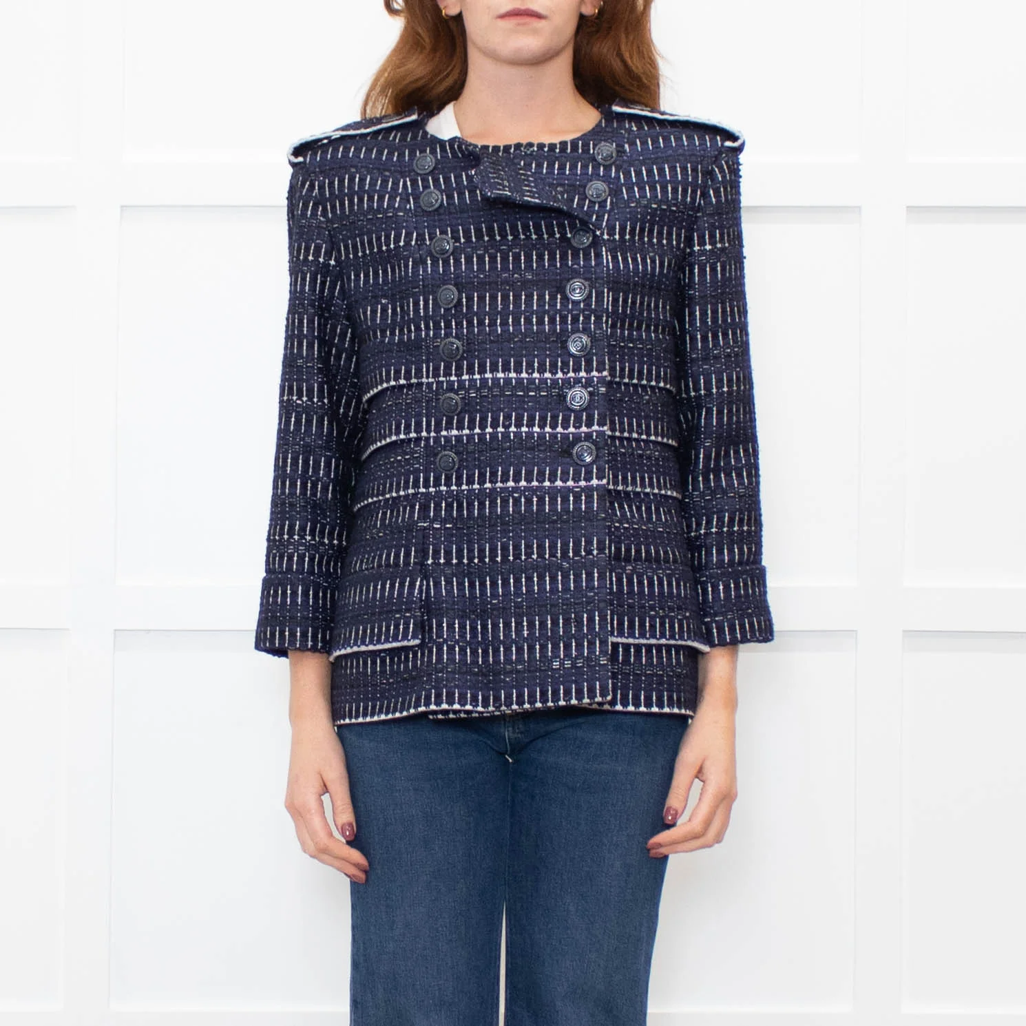 Chanel Navy White Fantasy Tweed Jacket - Image 2