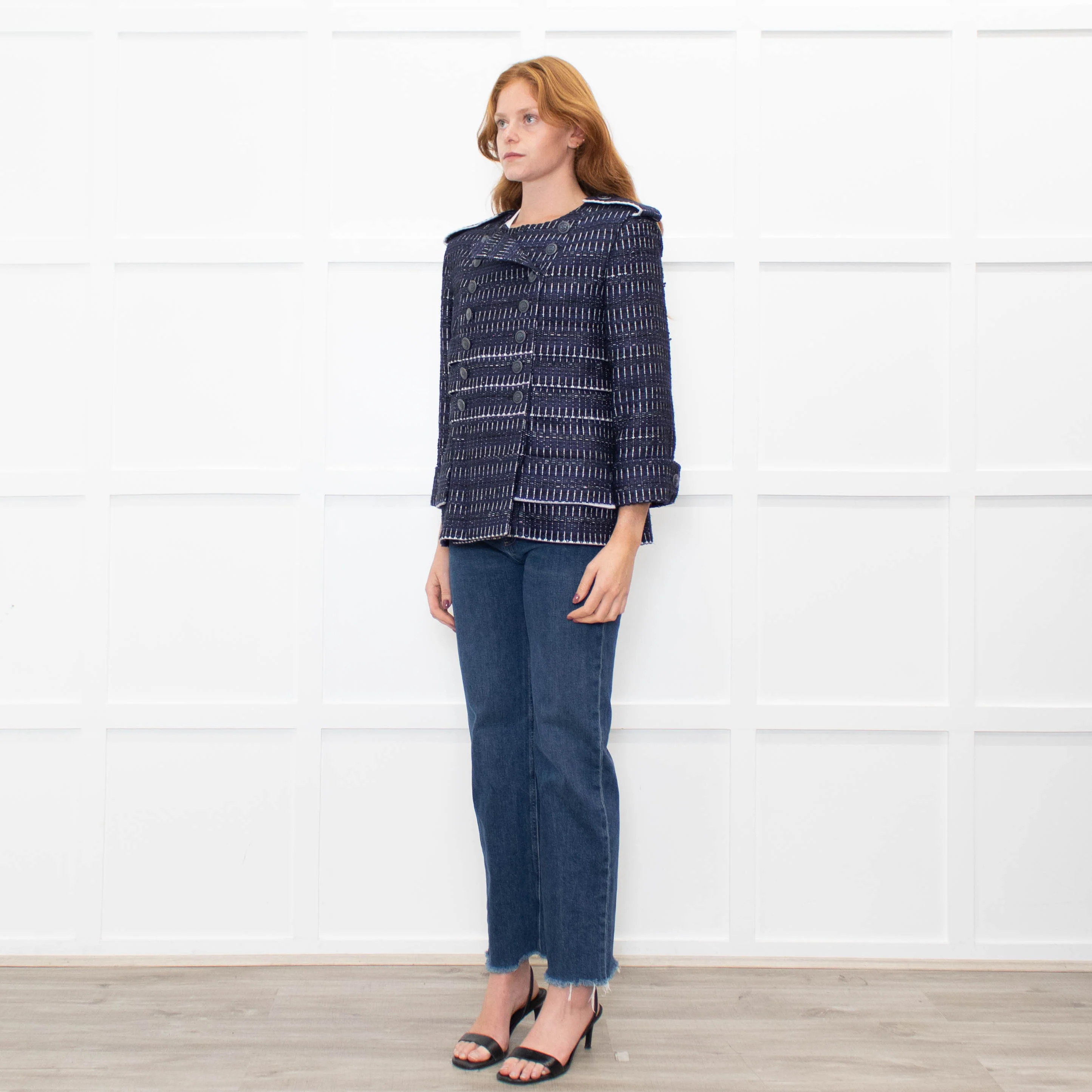 Chanel Navy White Fantasy Tweed Jacket - Image 3