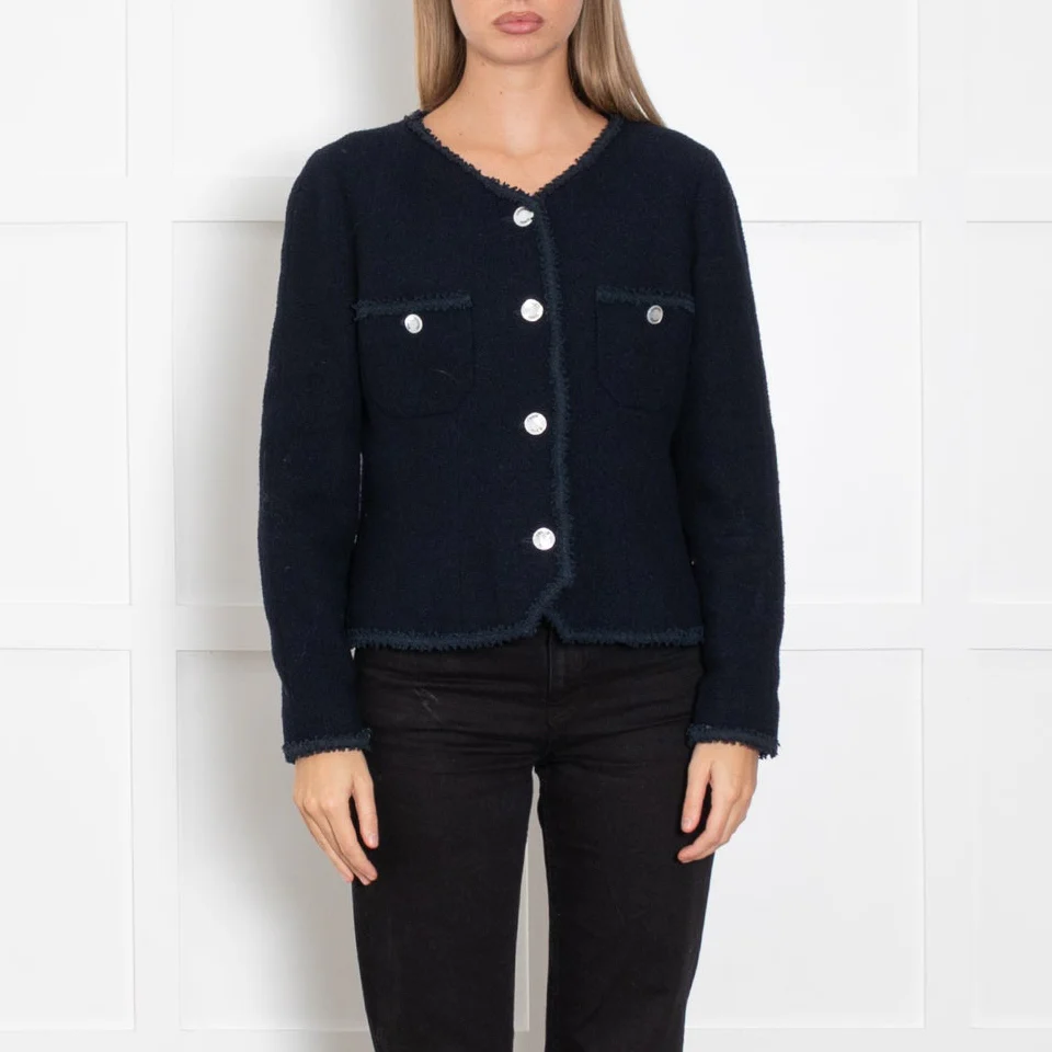 Chanel Navy Woven Short Jacket - Image 2