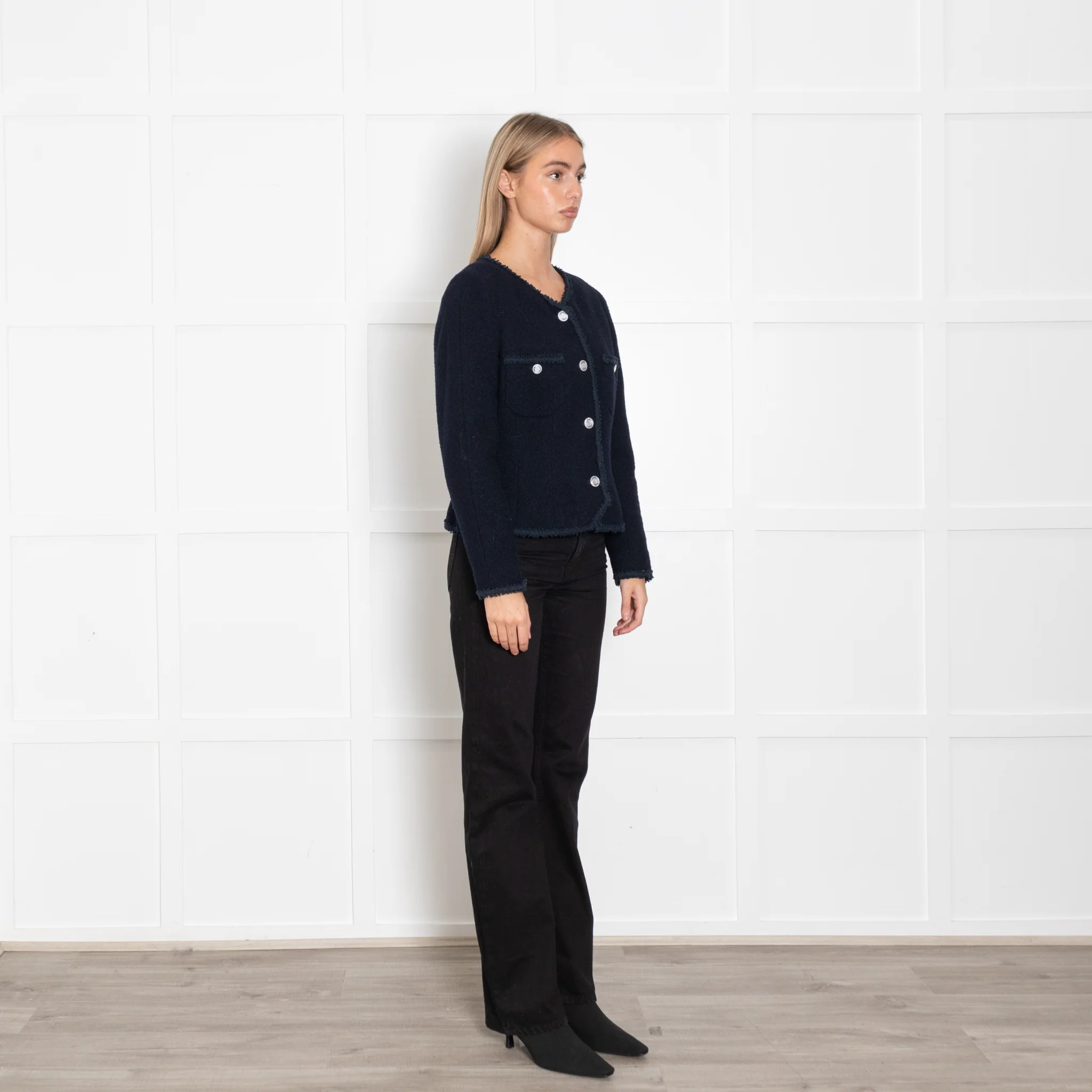 Chanel Navy Woven Short Jacket - Image 7