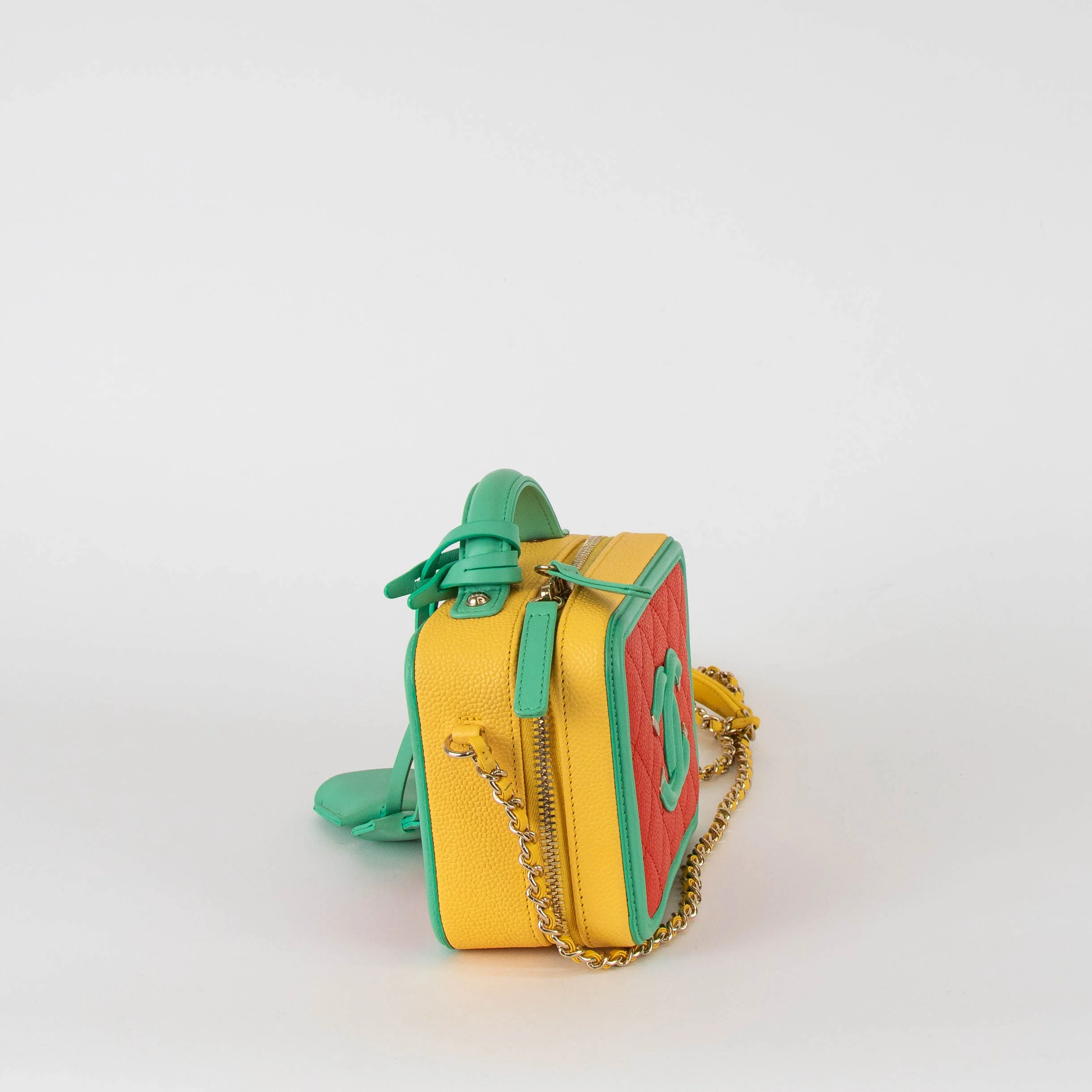 Chanel Orange Yellow Caviar Leather Small CC Vanity Case - Image 4