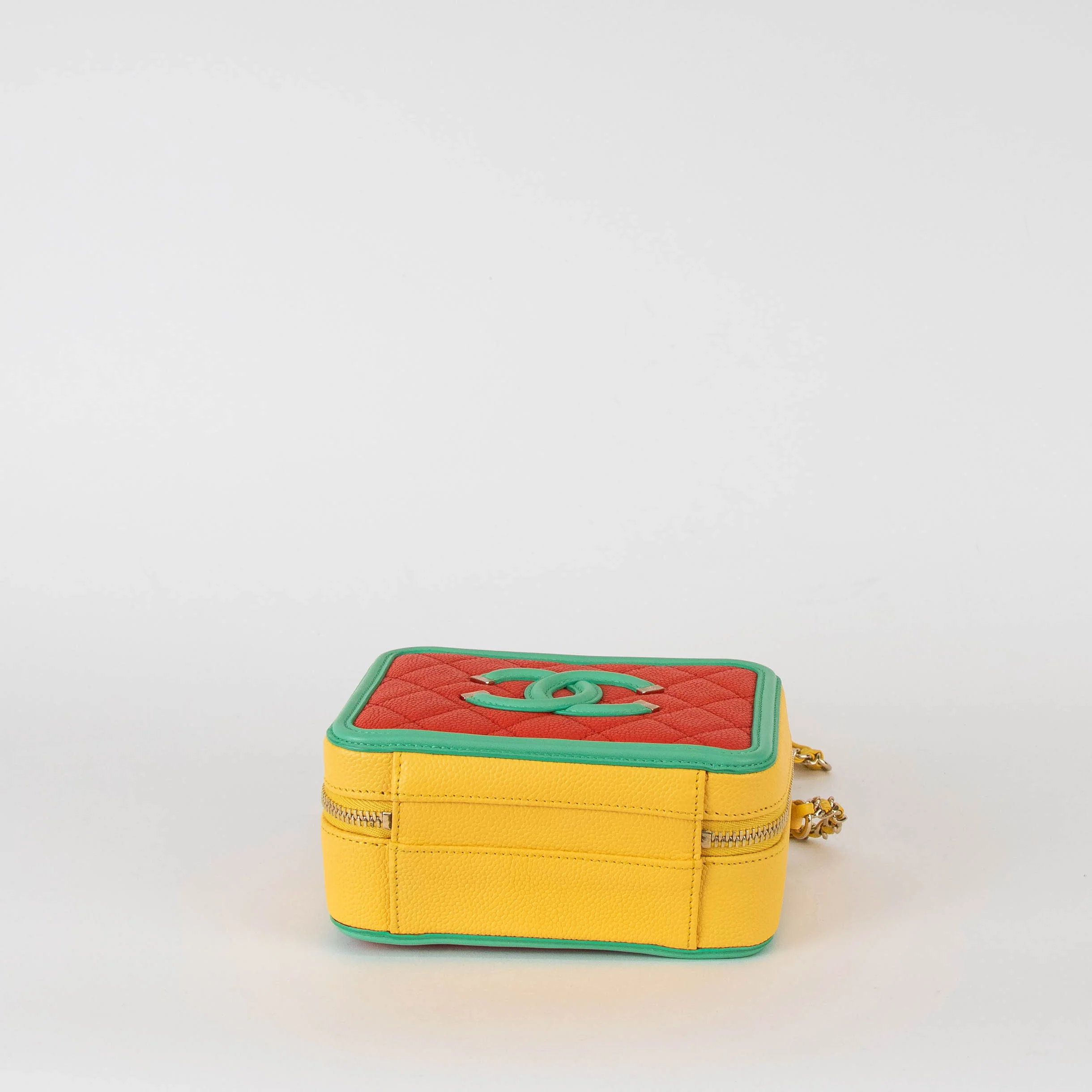 Chanel Orange Yellow Caviar Leather Small CC Vanity Case - Image 6