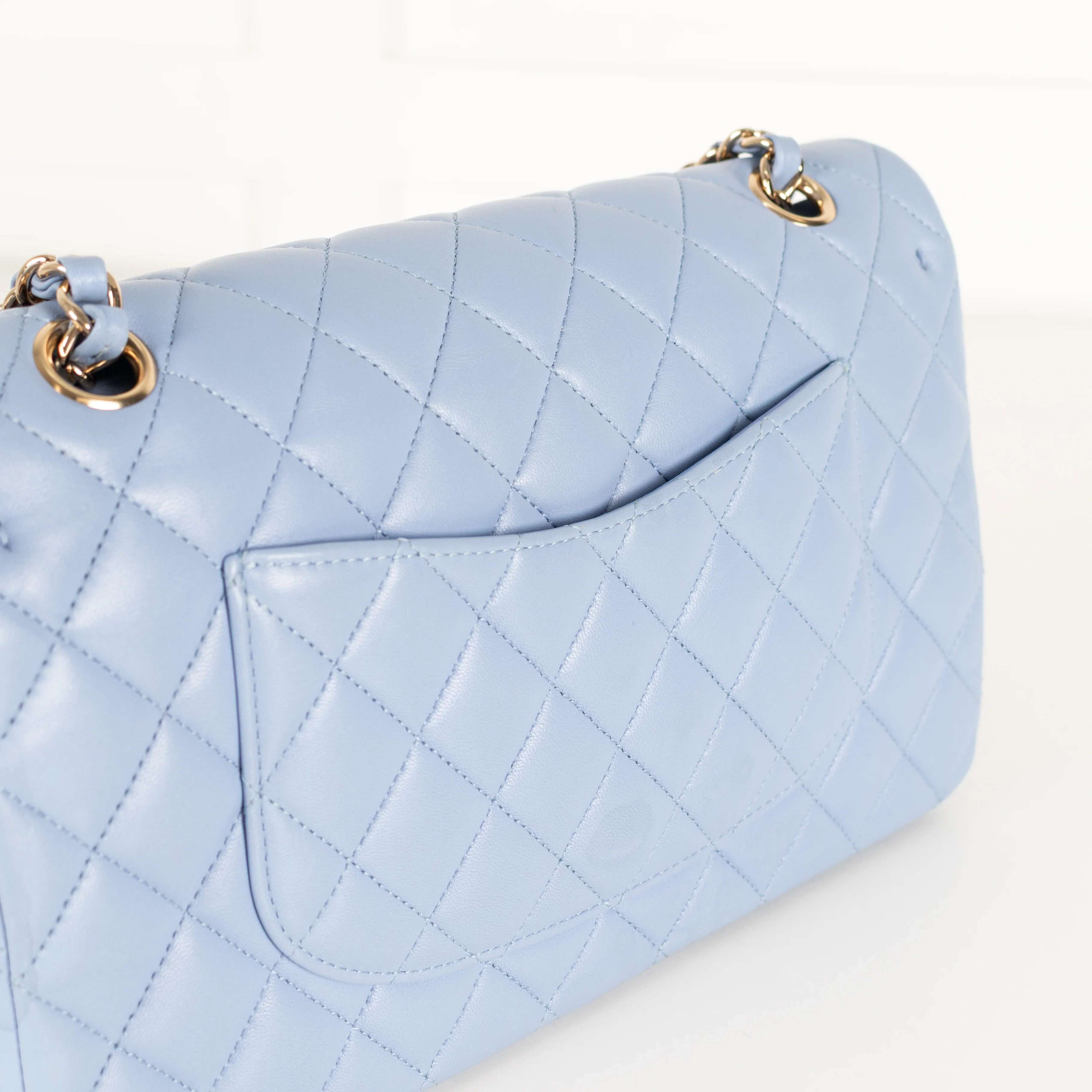 Chanel Pale Blue Lambskin Medium Double Flap Bag - Image 14