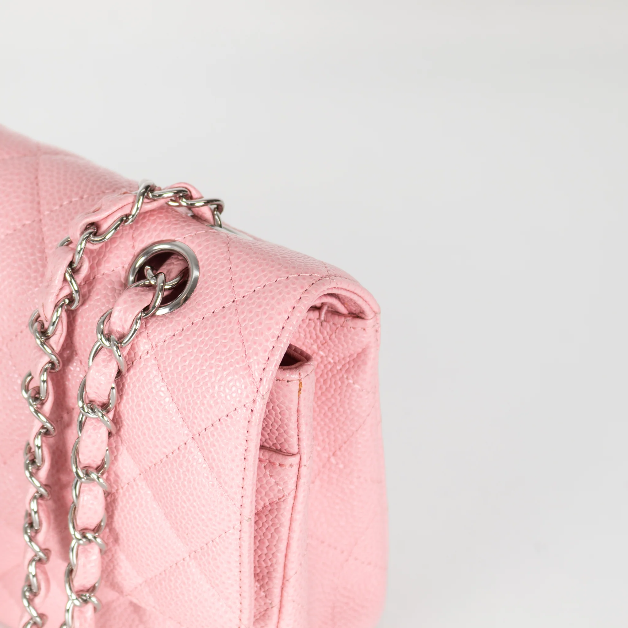 Chanel Pink Caviar Medium Flap Bag with Silver Hardwear - Image 12