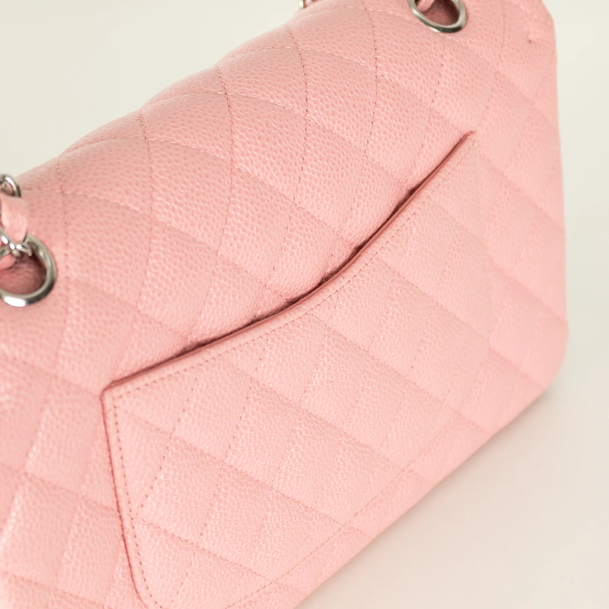 Chanel Pink Caviar Medium Flap Bag with Silver Hardwear - Image 13