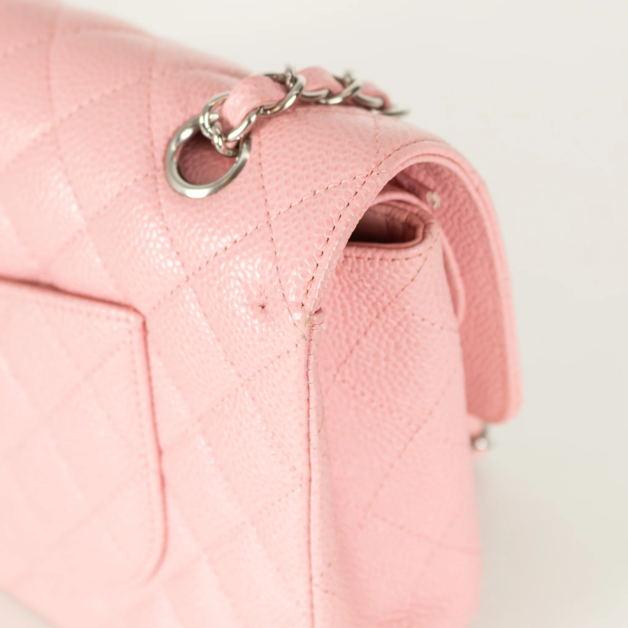 Chanel Pink Caviar Medium Flap Bag with Silver Hardwear - Image 14